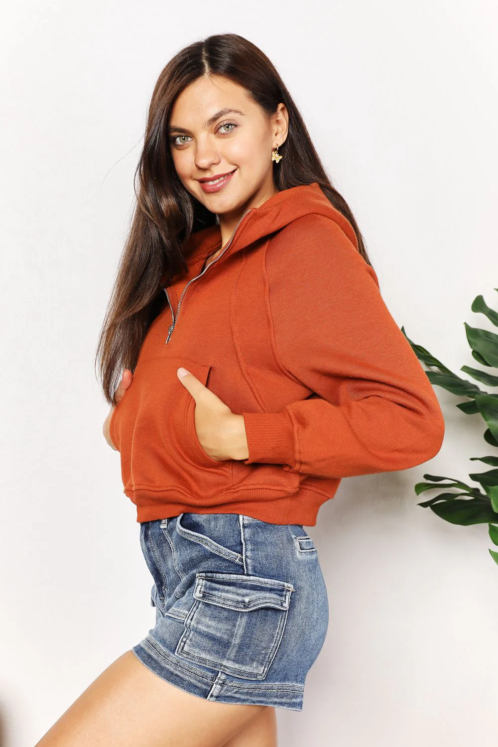 Double Take Half-Zip Long Sleeve Hoodie - Image 3