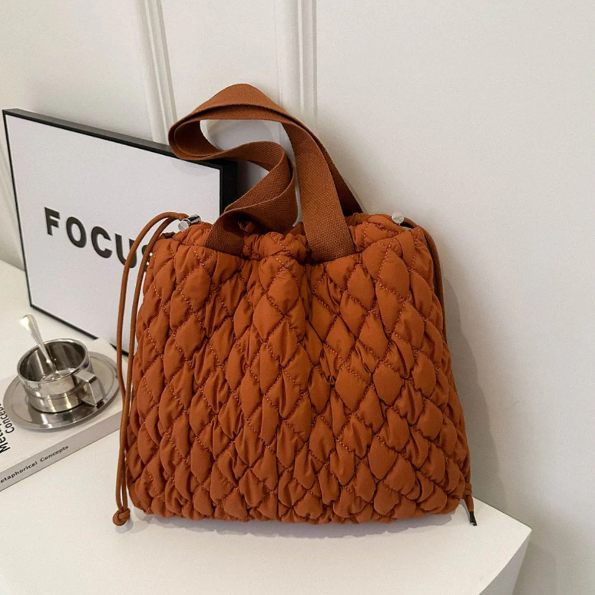 Drawstring Bubble Texture Tote Bag - Image 18