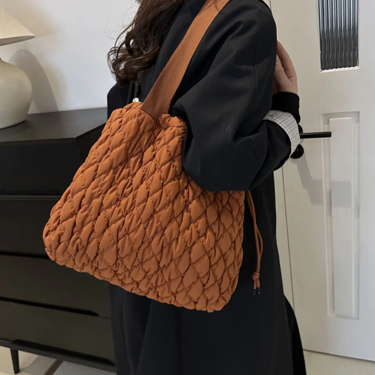 Drawstring Bubble Texture Tote Bag - Image 23