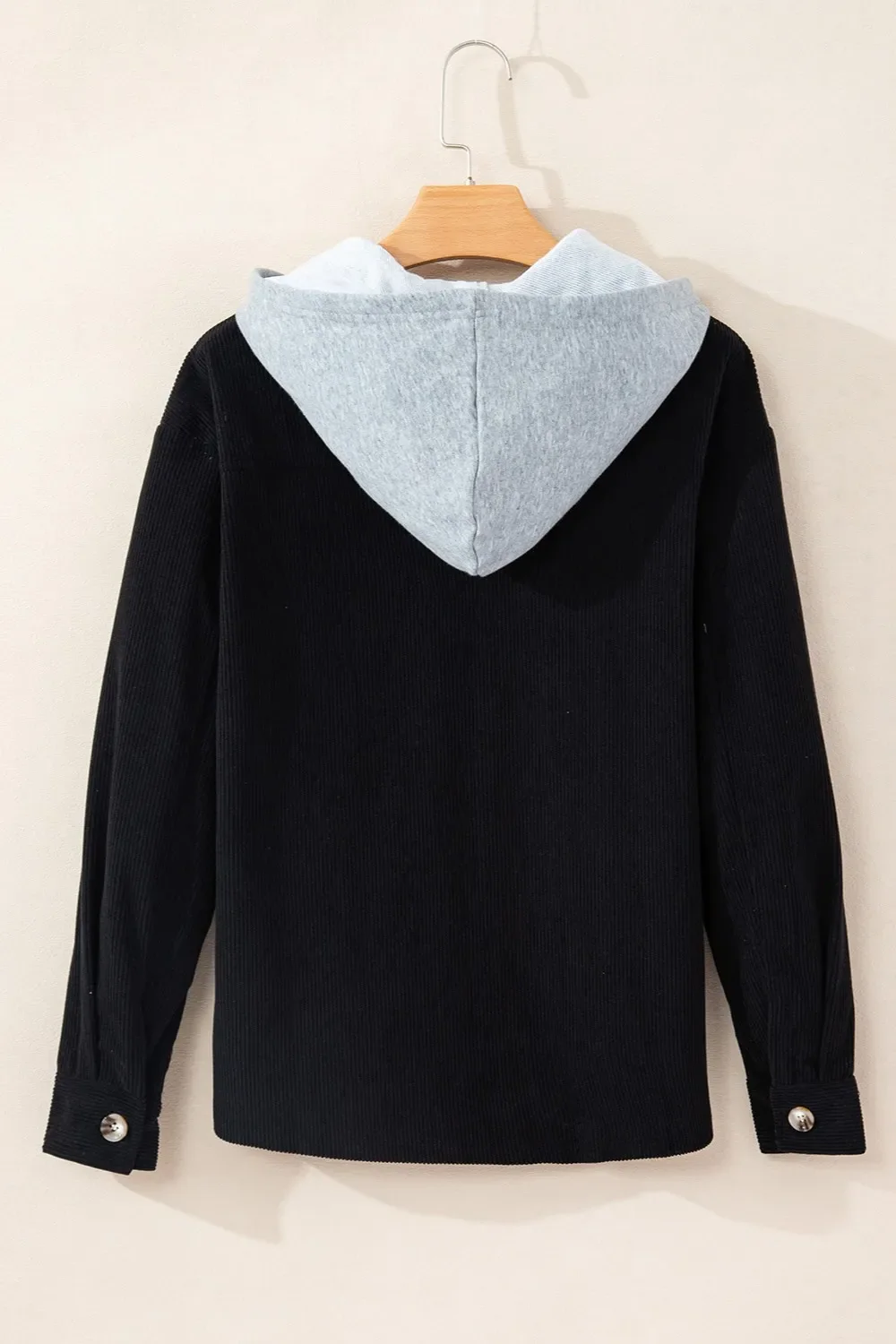Drawstring Button Up Long Sleeve Hooded Jacket - Image 22