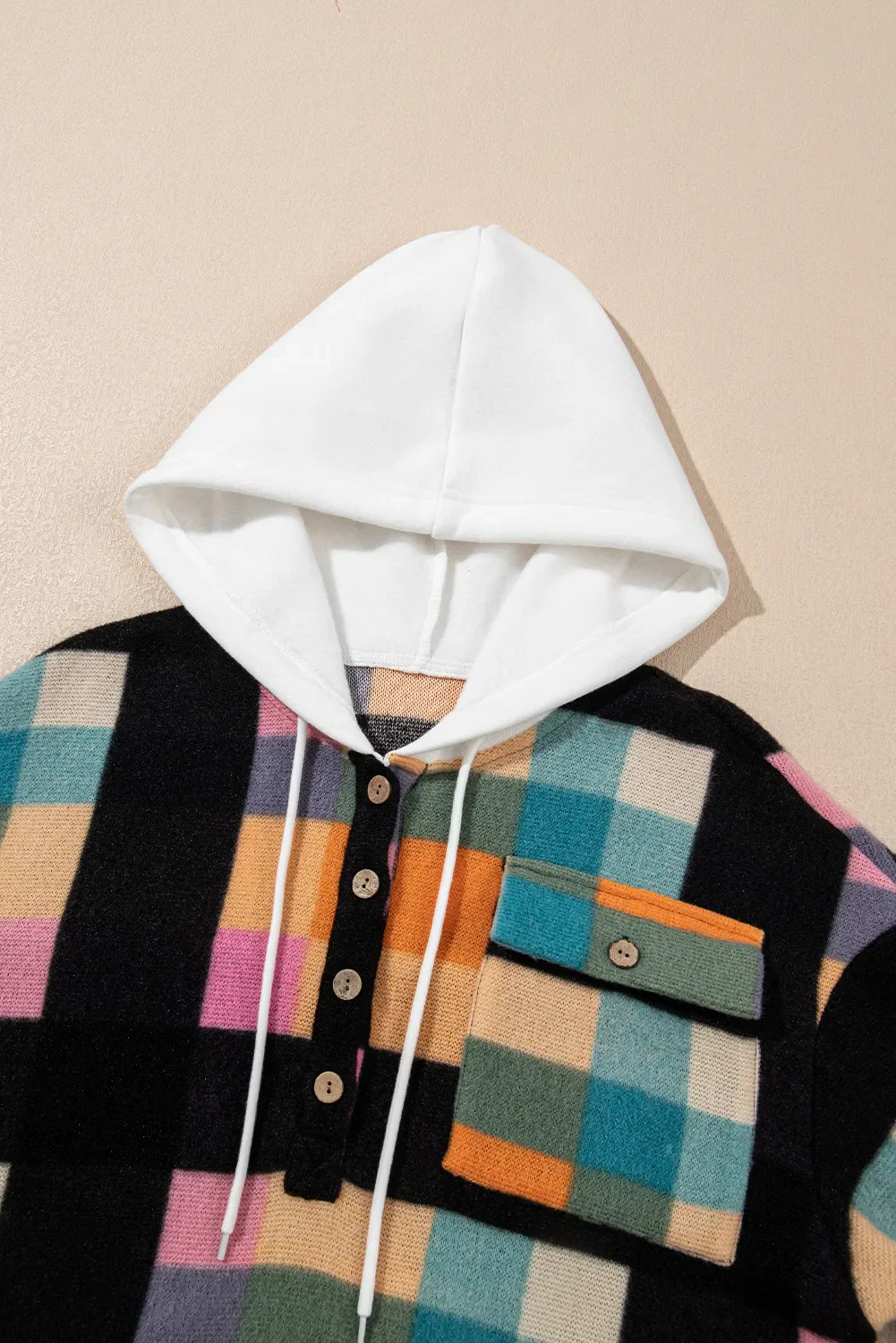 Drawstring Color Block Long Sleeve Hoodie - Image 7