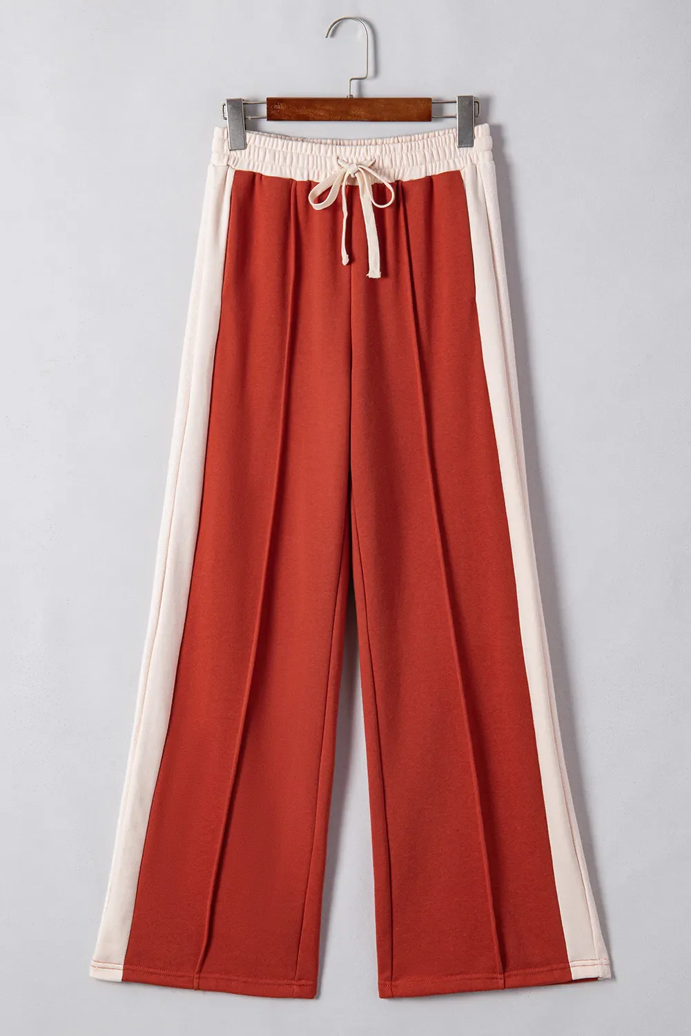 Drawstring Contrast Wide Leg Pants - Image 2