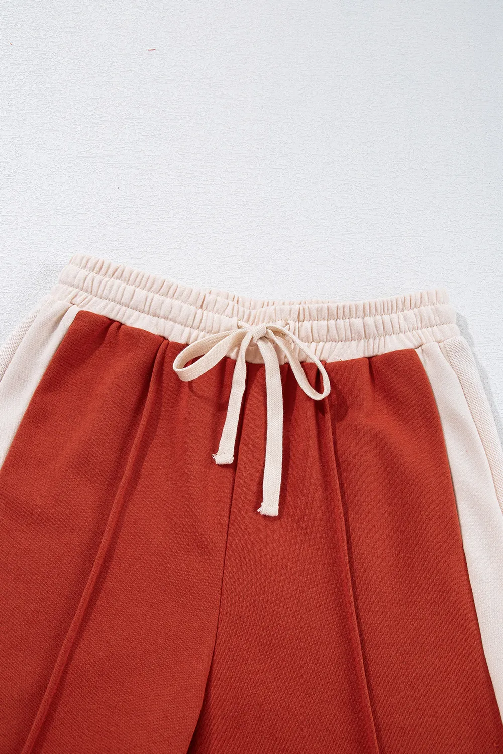 Drawstring Contrast Wide Leg Pants - Image 4
