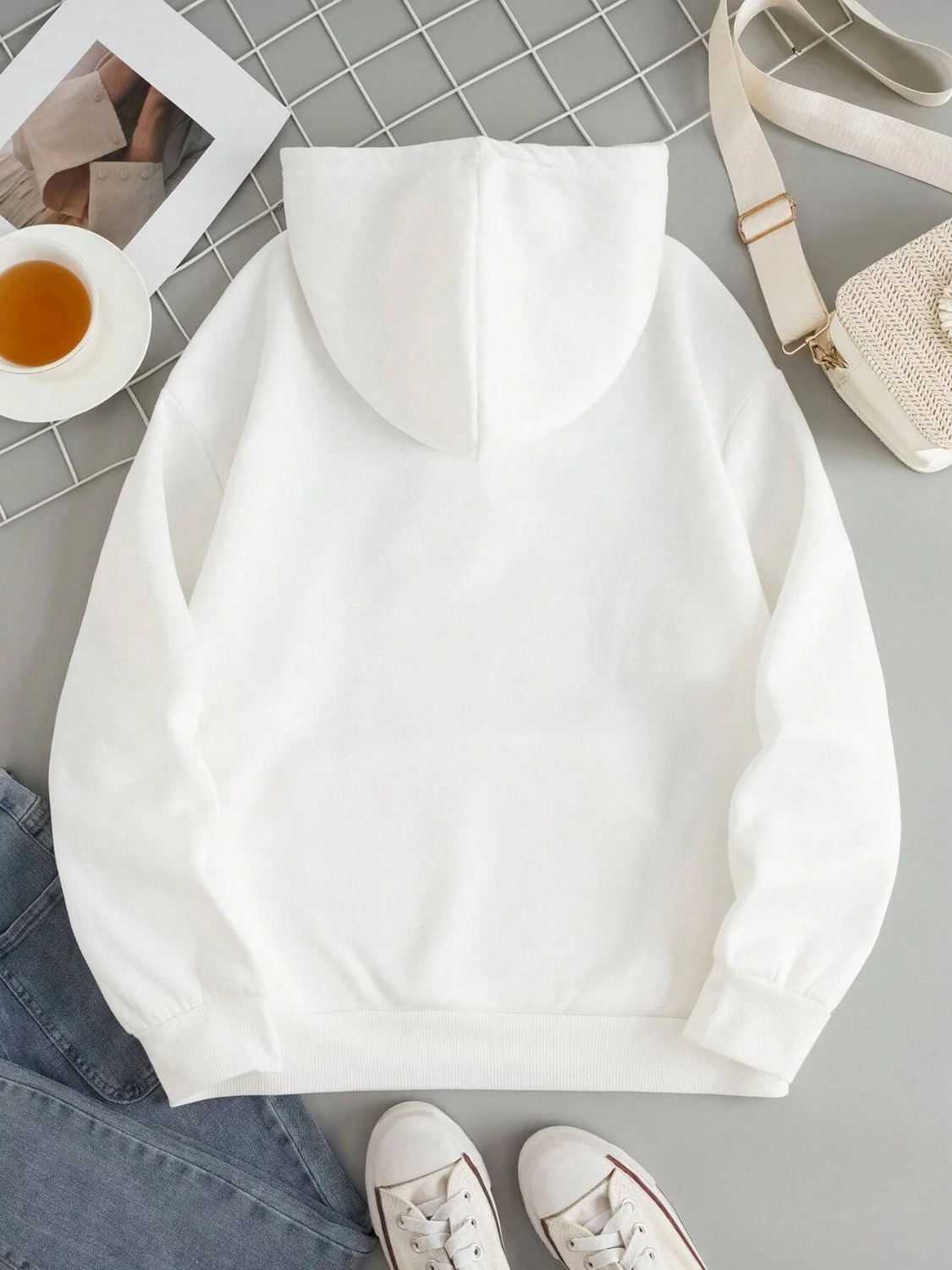 Drawstring Dropped Shoulder Hoodie - Image 12
