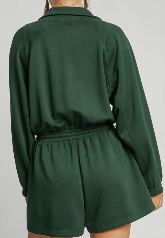 Drawstring Half Zip Long Sleeve Romper Set - Image 10