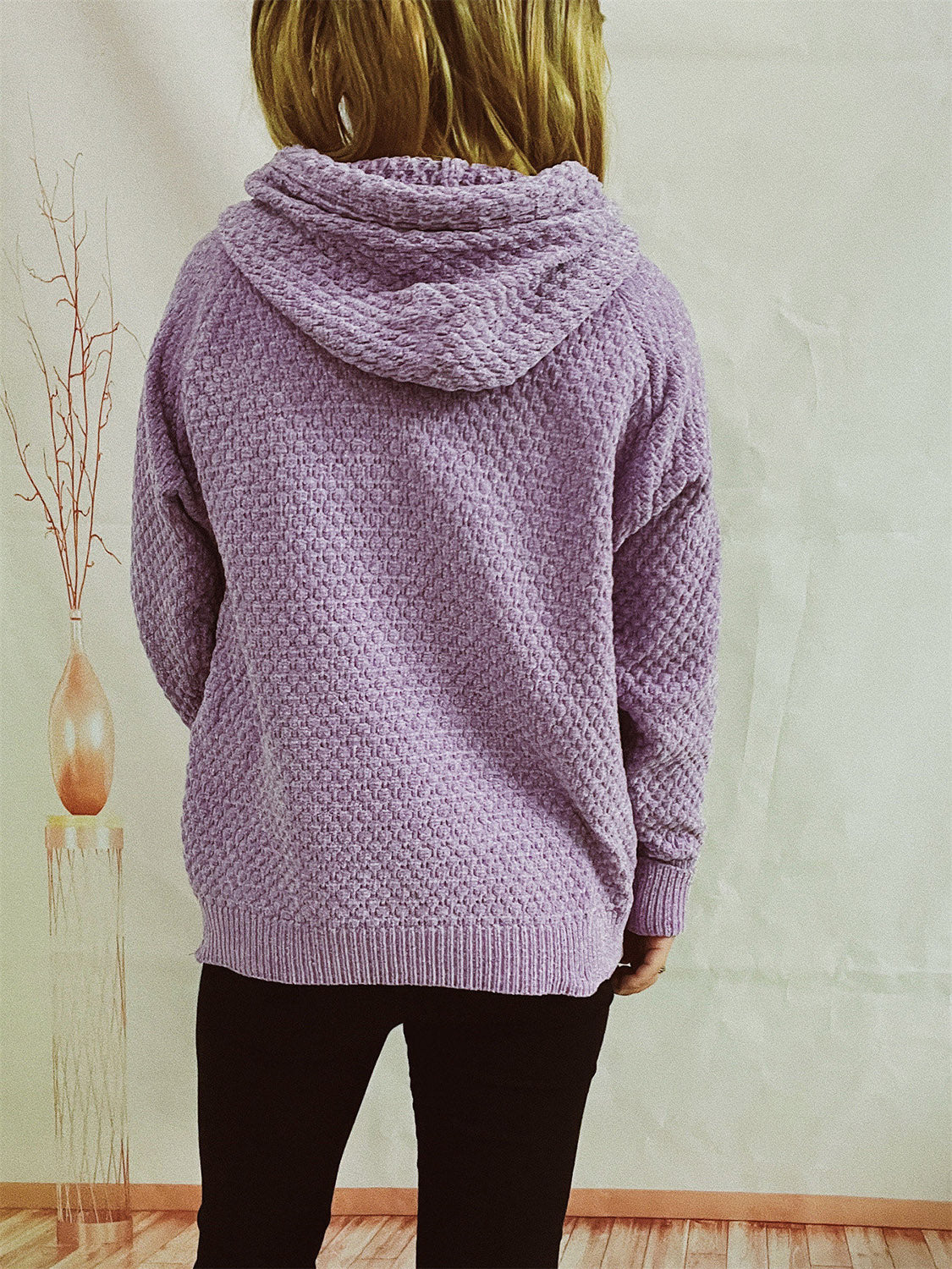 Drawstring Long Sleeve  Hooded Sweater - Image 10