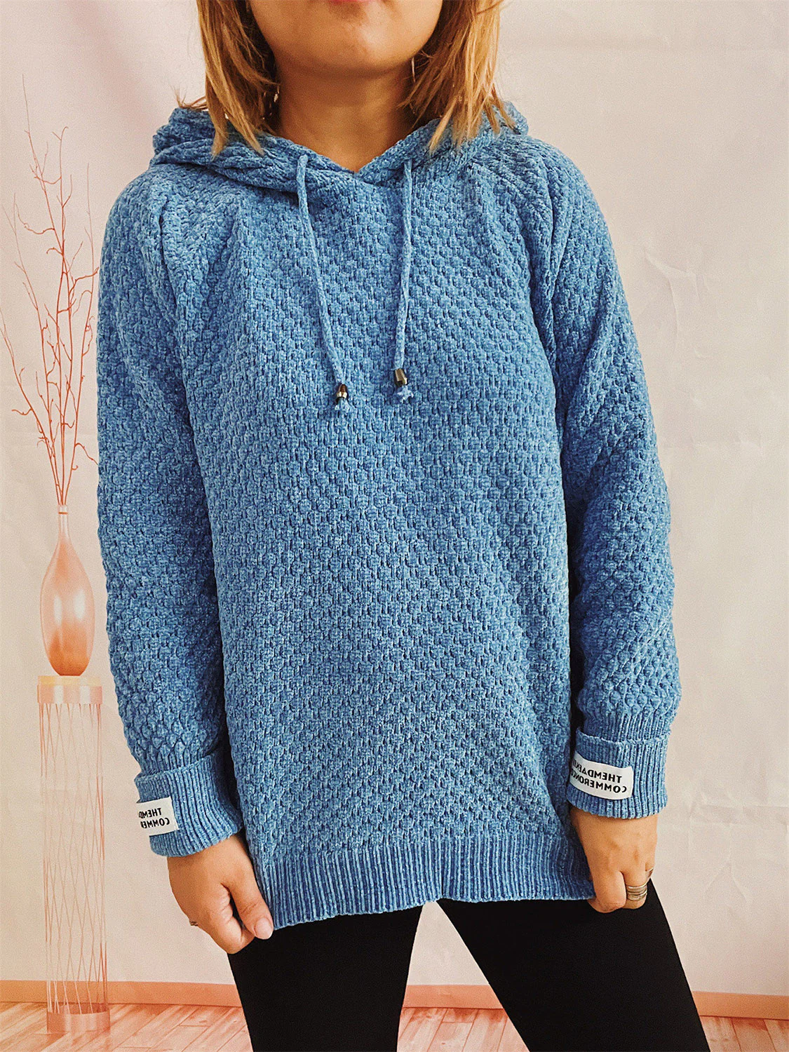 Drawstring Long Sleeve  Hooded Sweater - Image 11