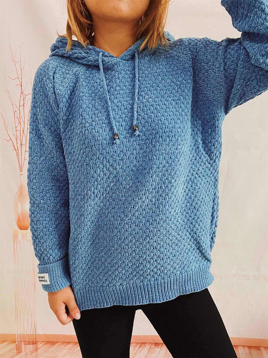 Drawstring Long Sleeve  Hooded Sweater - Image 14