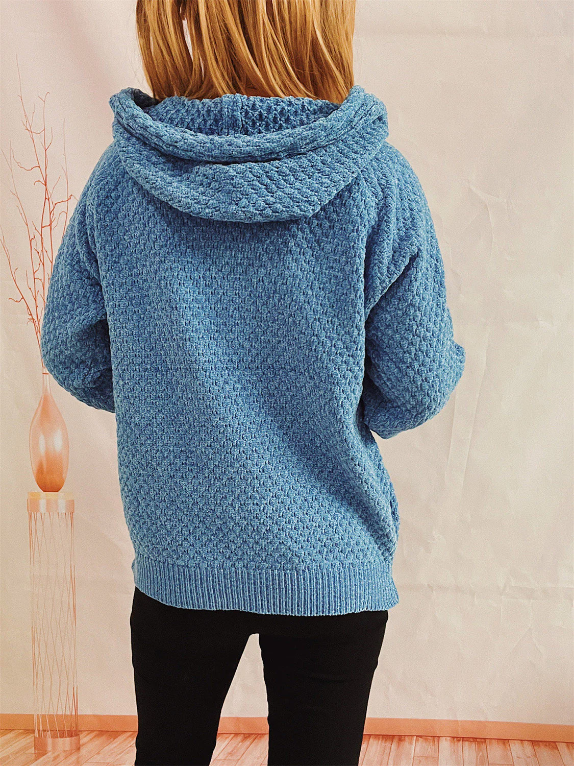 Drawstring Long Sleeve  Hooded Sweater - Image 15