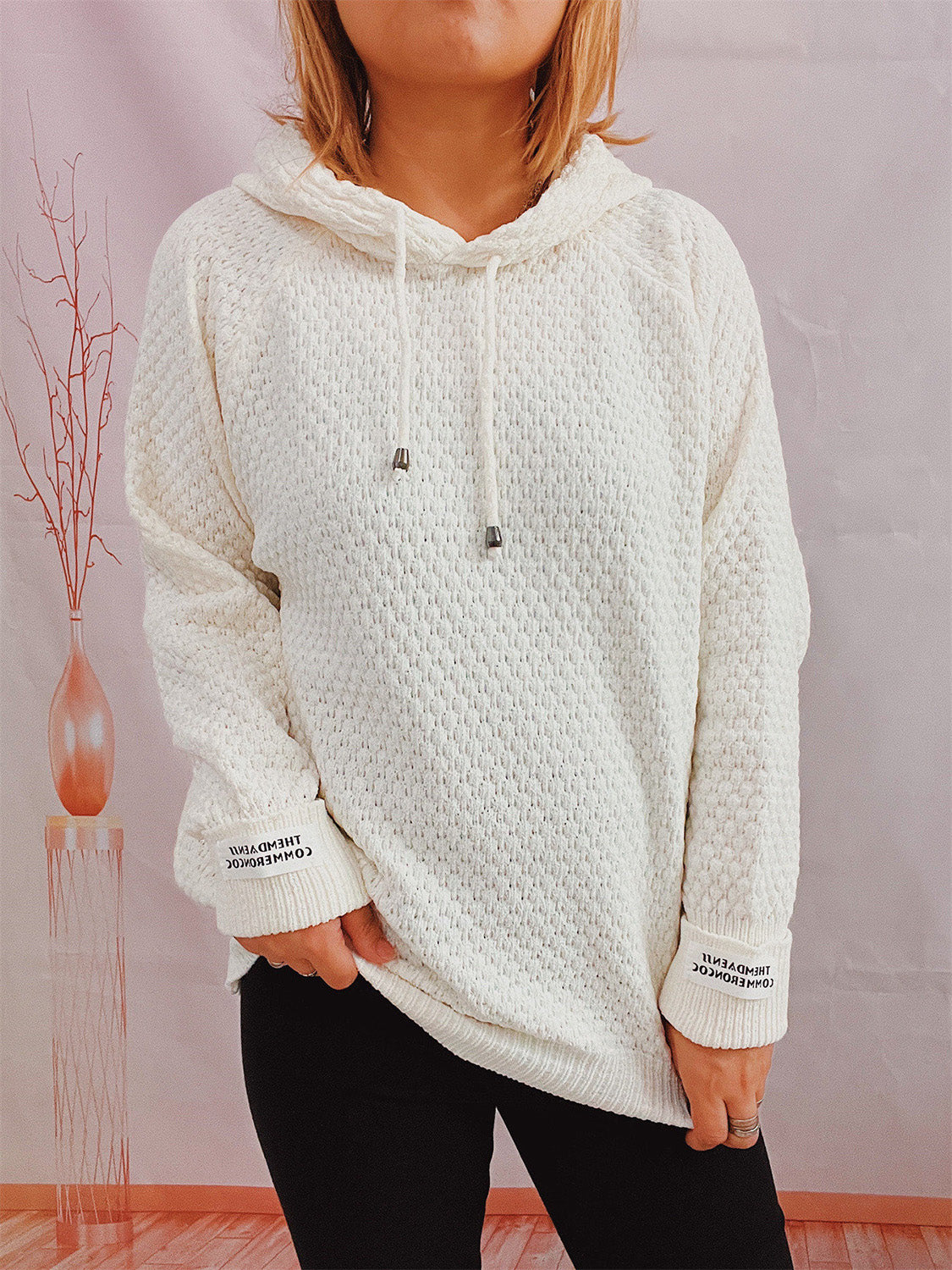 Drawstring Long Sleeve  Hooded Sweater - Image 16