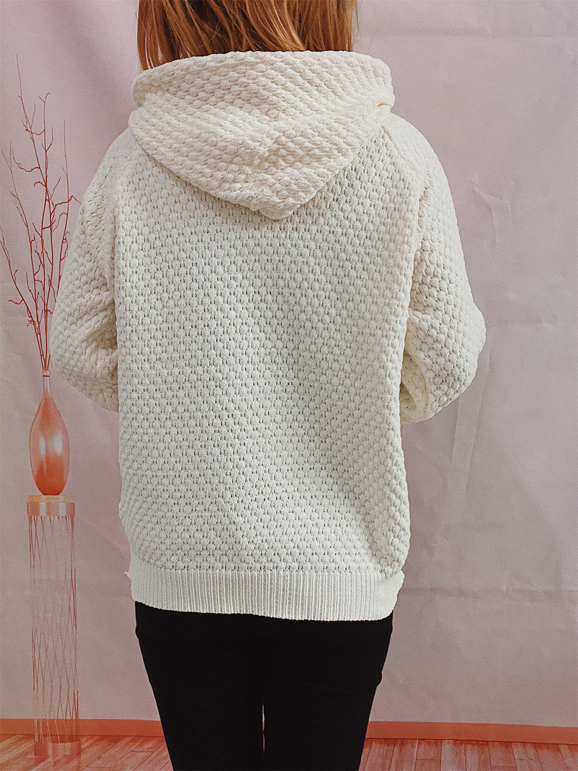 Drawstring Long Sleeve  Hooded Sweater - Image 17
