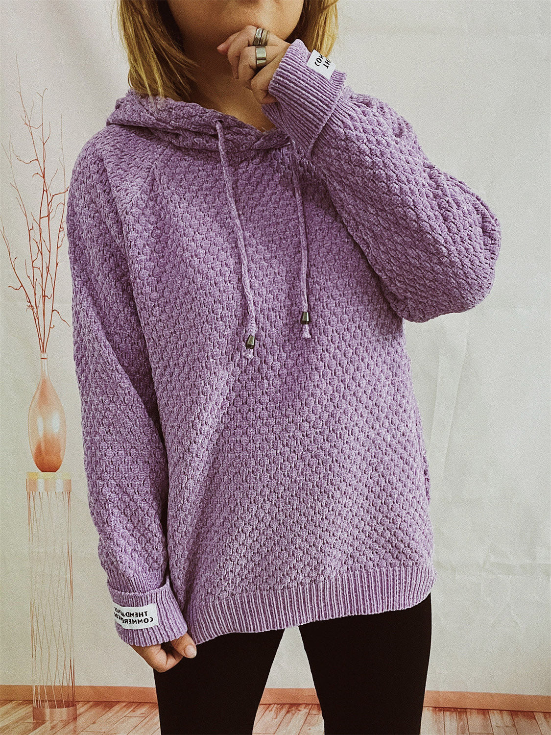 Drawstring Long Sleeve  Hooded Sweater - Image 9