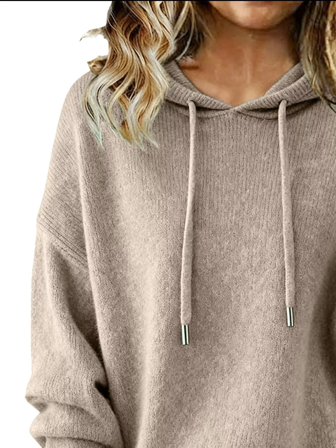 Drawstring Long Sleeve Hooded Sweater - Image 14