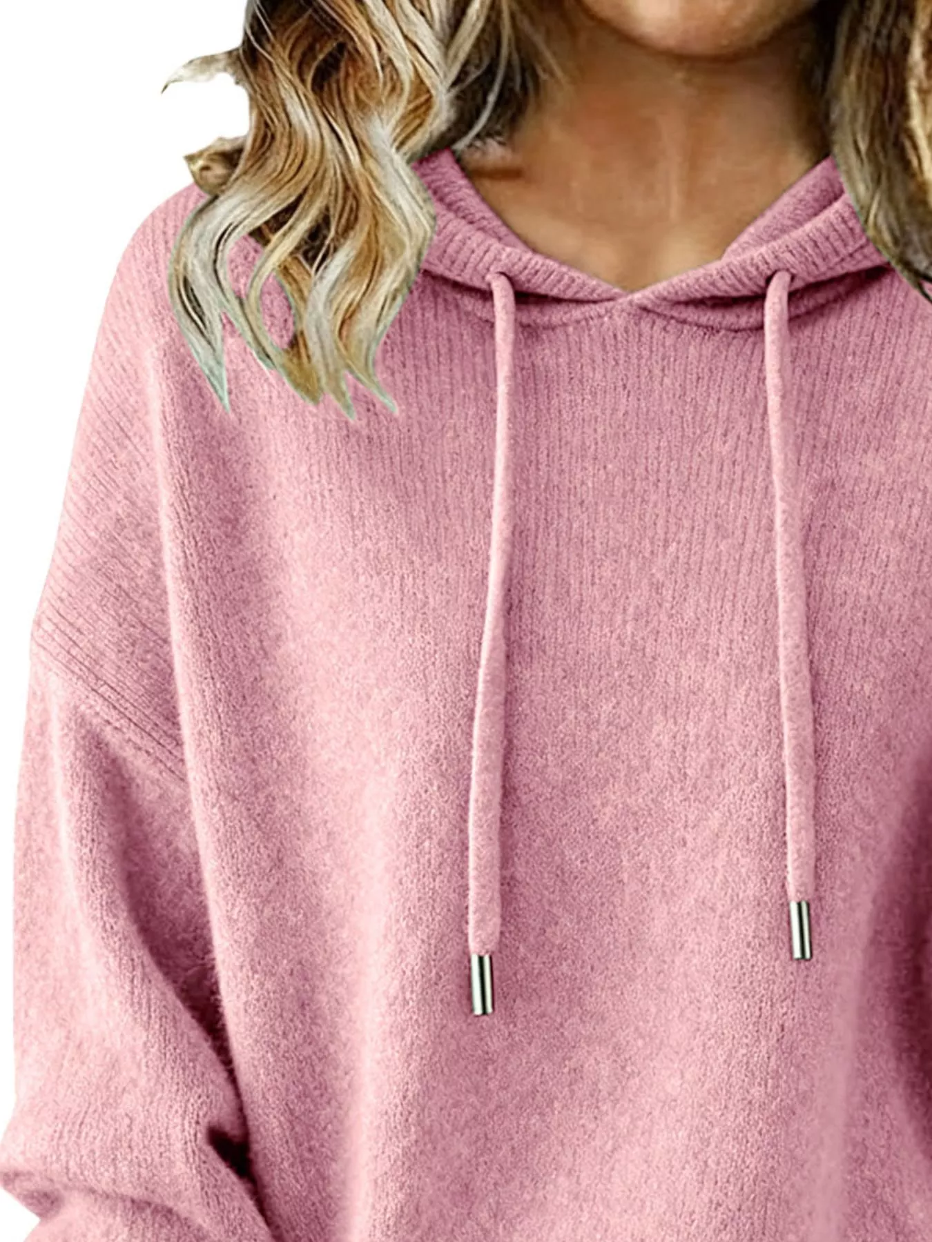Drawstring Long Sleeve Hooded Sweater - Image 17