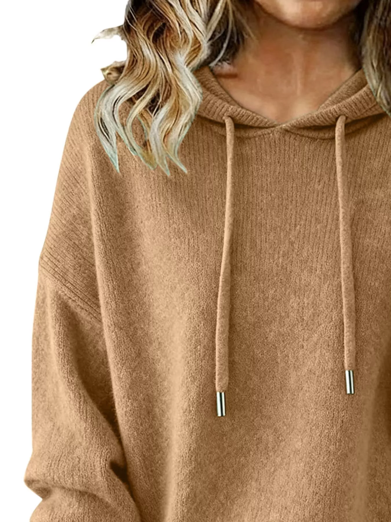 Drawstring Long Sleeve Hooded Sweater - Image 11