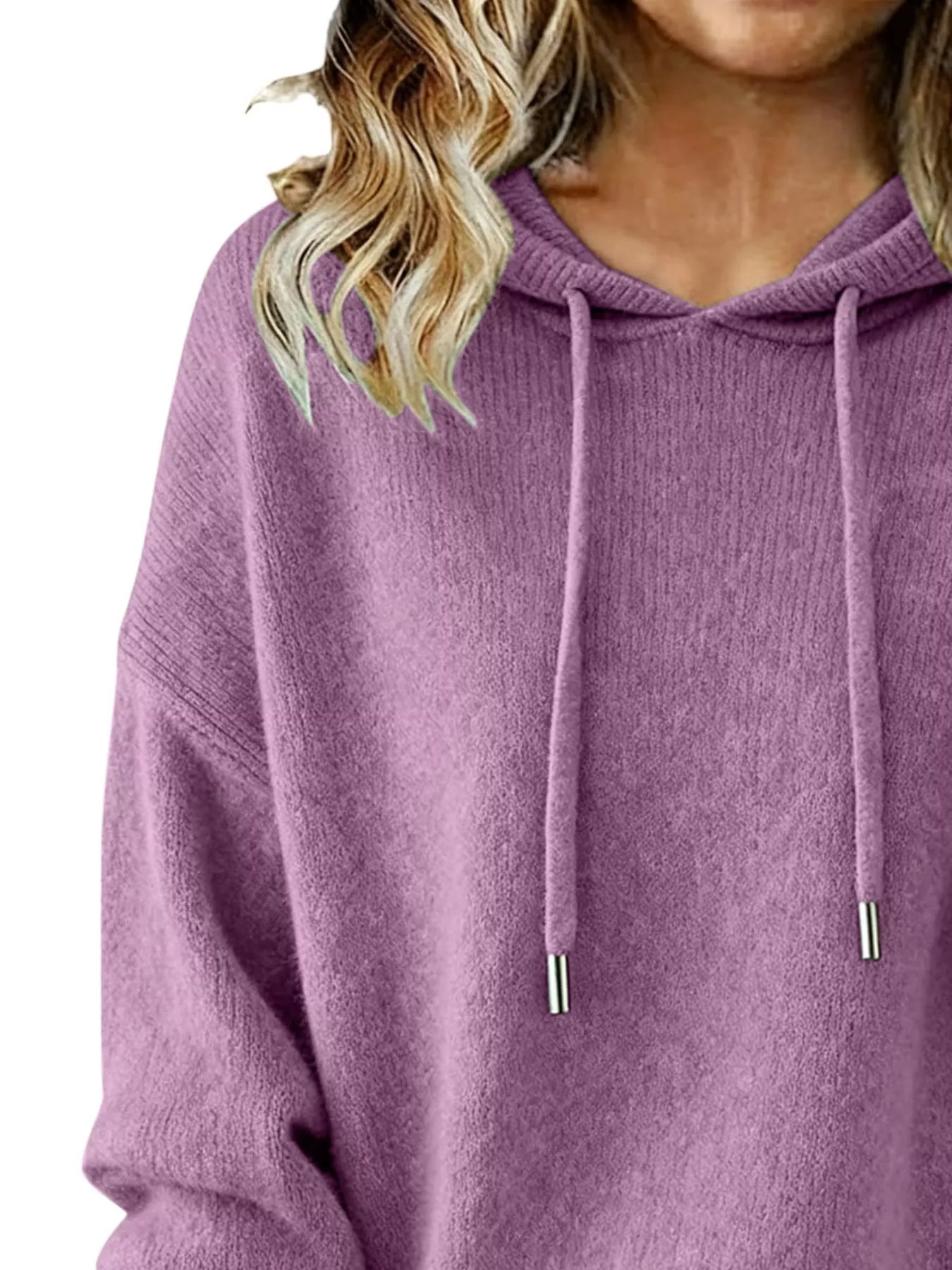 Drawstring Long Sleeve Hooded Sweater - Image 14