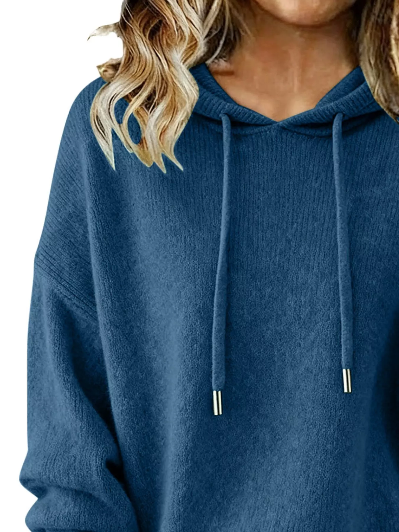 Drawstring Long Sleeve Hooded Sweater - Image 17