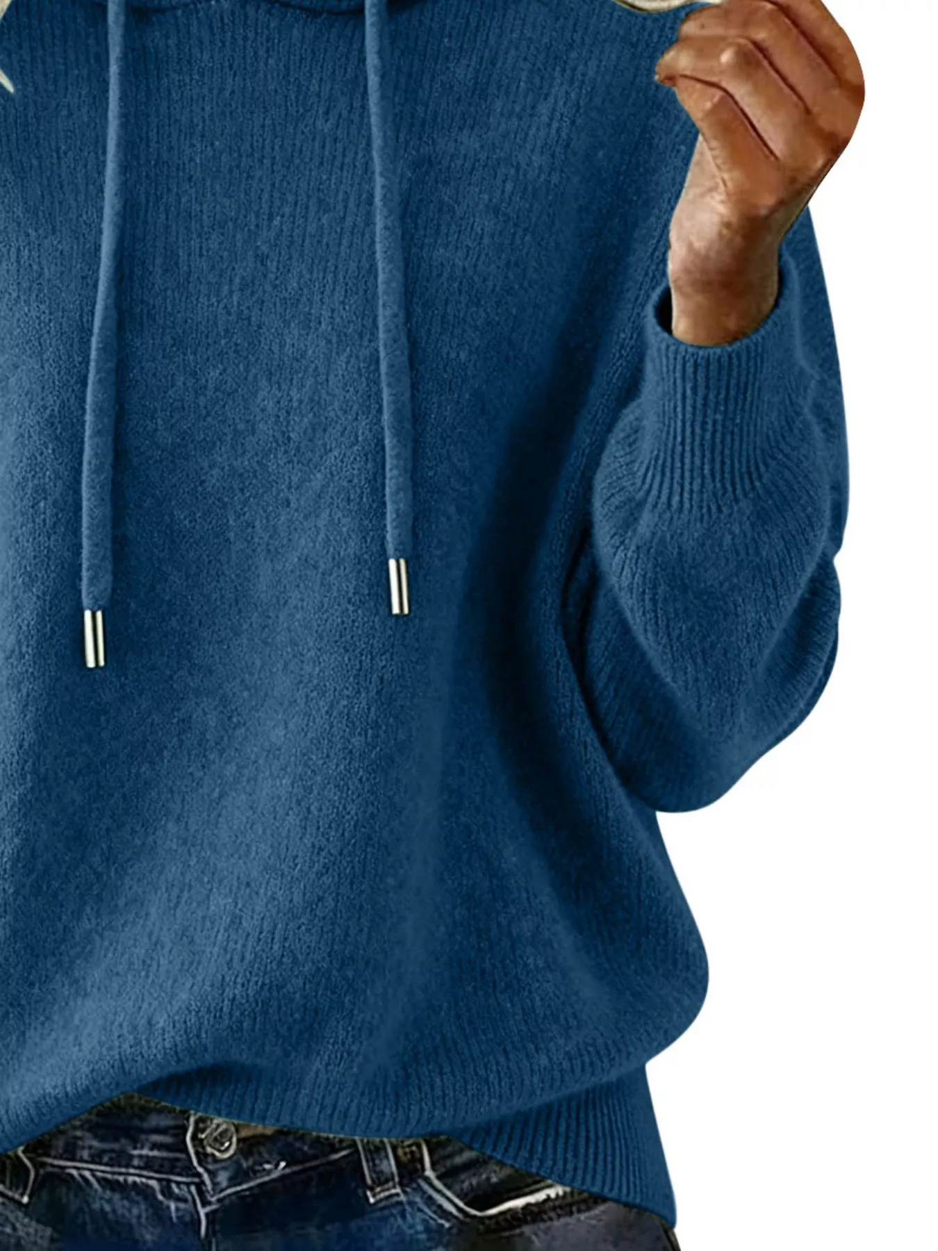 Drawstring Long Sleeve Hooded Sweater - Image 18