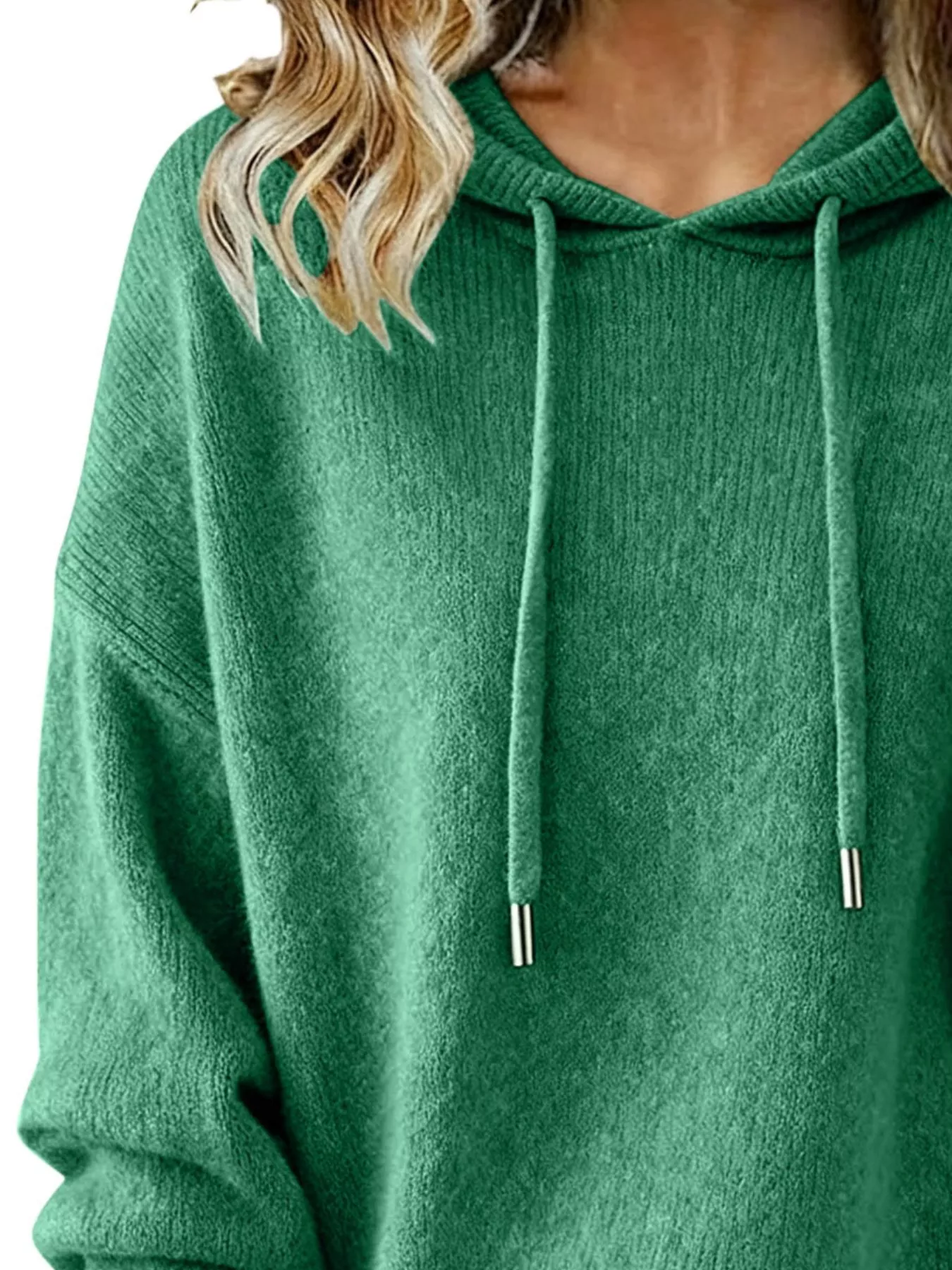 Drawstring Long Sleeve Hooded Sweater - Image 2