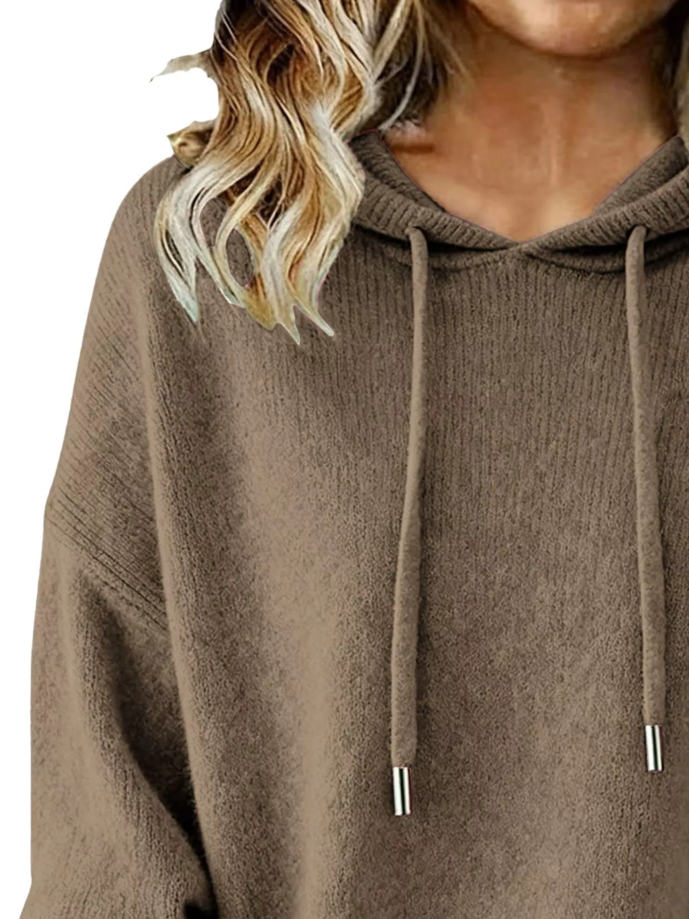 Drawstring Long Sleeve Hooded Sweater - Image 20