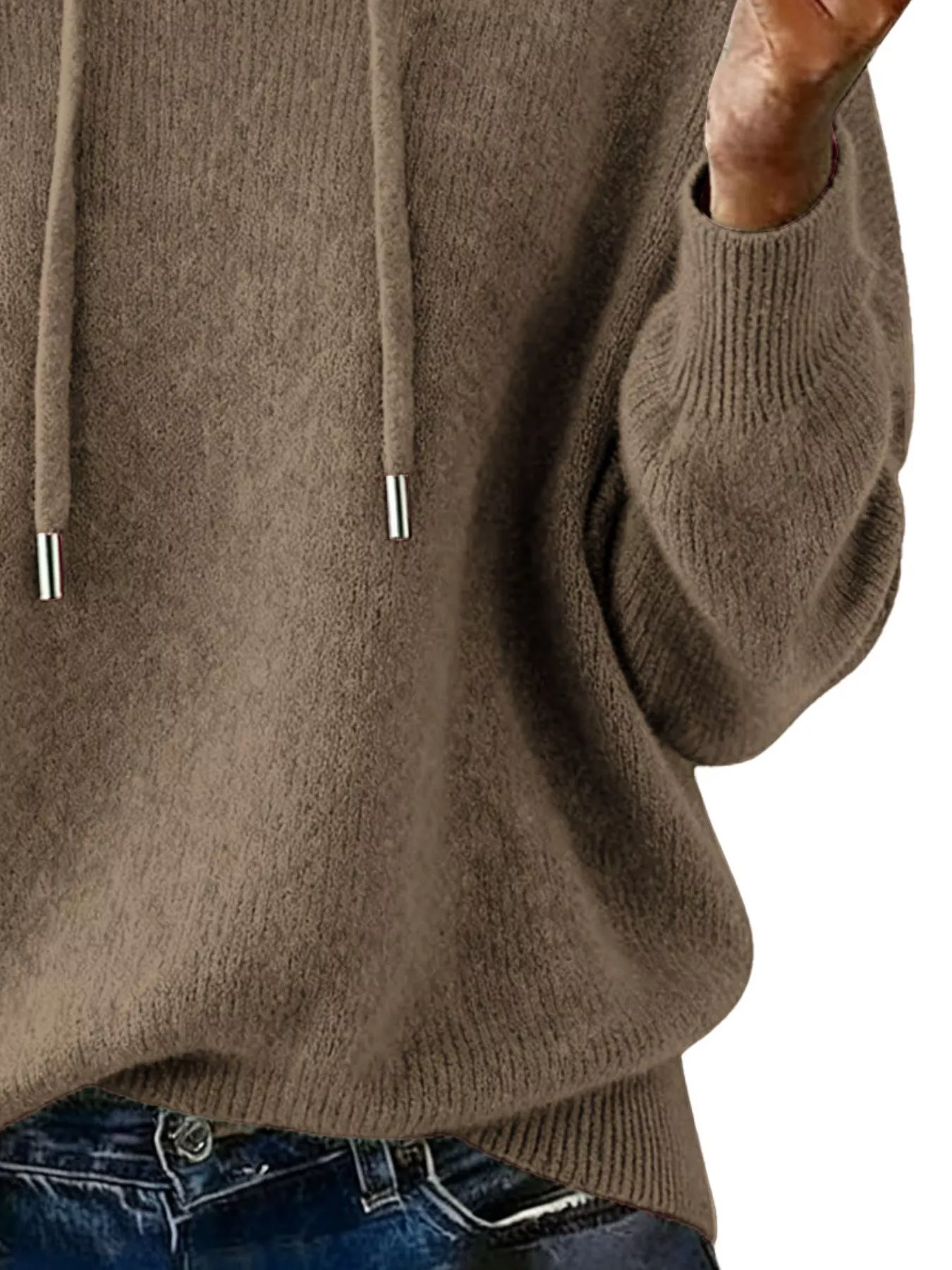 Drawstring Long Sleeve Hooded Sweater - Image 21
