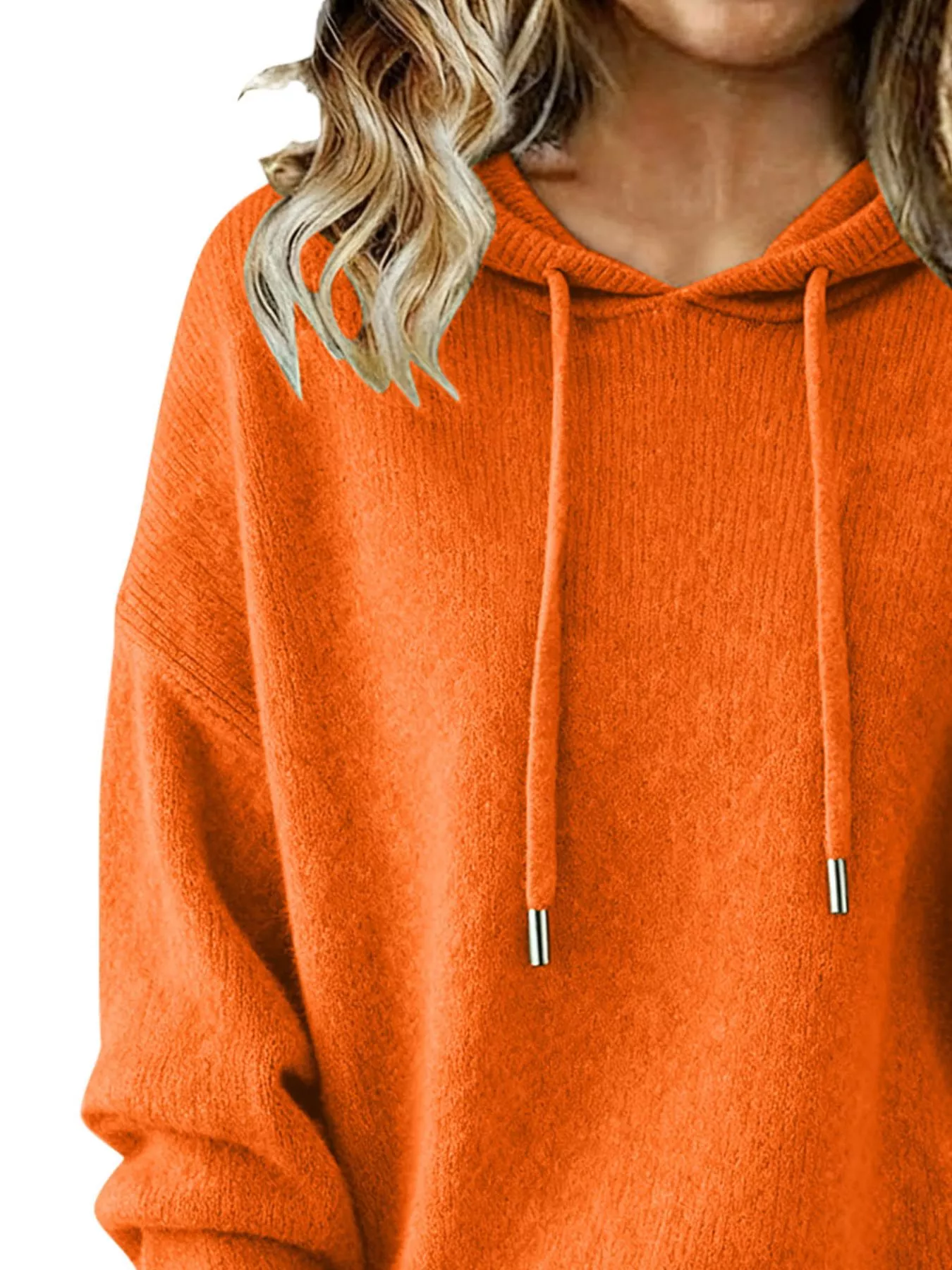 Drawstring Long Sleeve Hooded Sweater - Image 23
