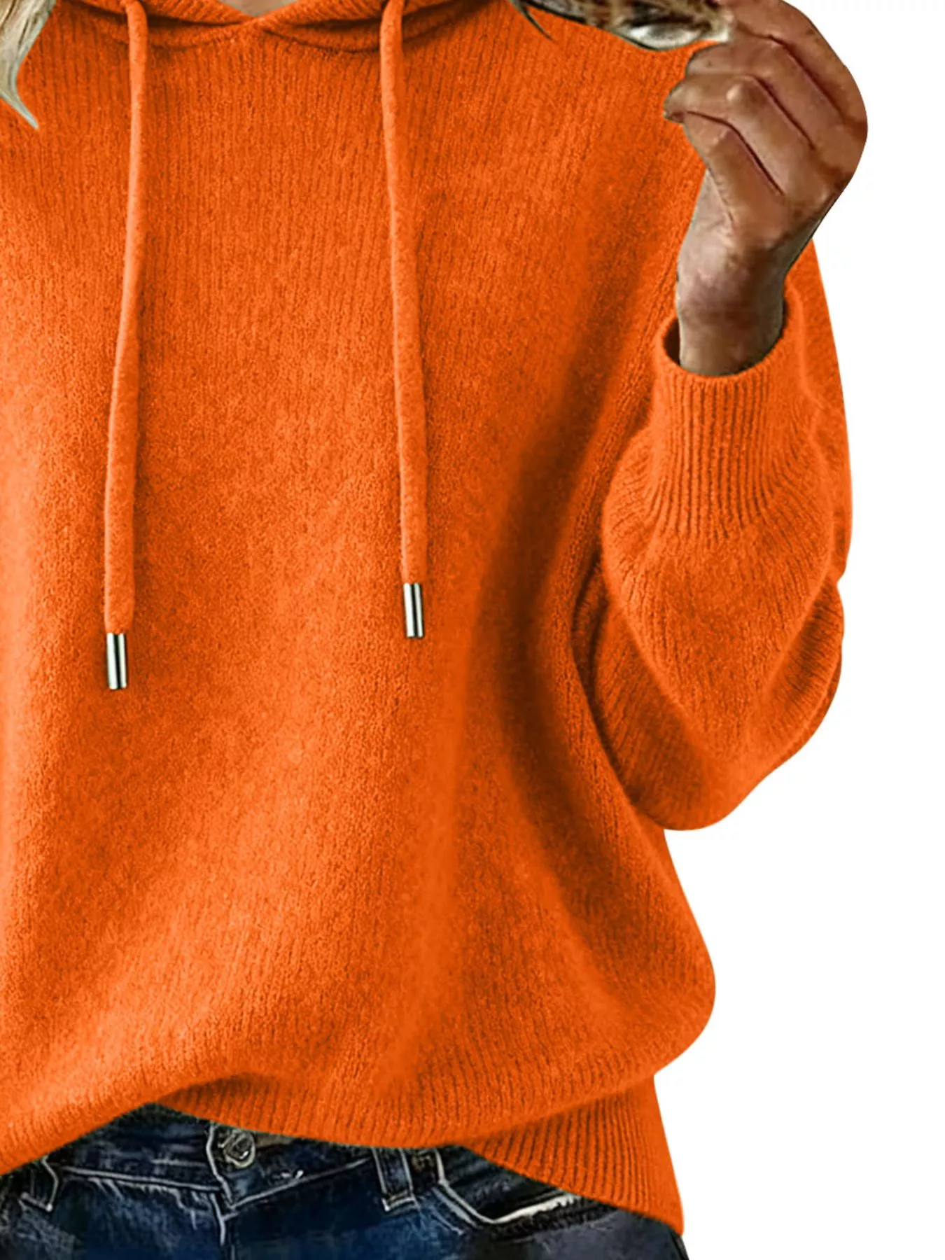 Drawstring Long Sleeve Hooded Sweater - Image 24