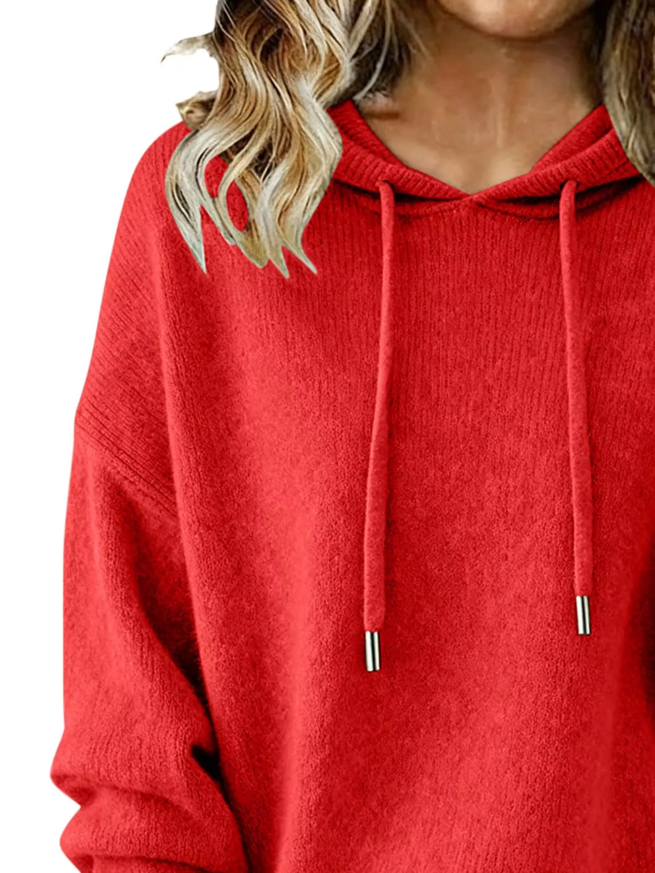 Drawstring Long Sleeve Hooded Sweater - Image 26