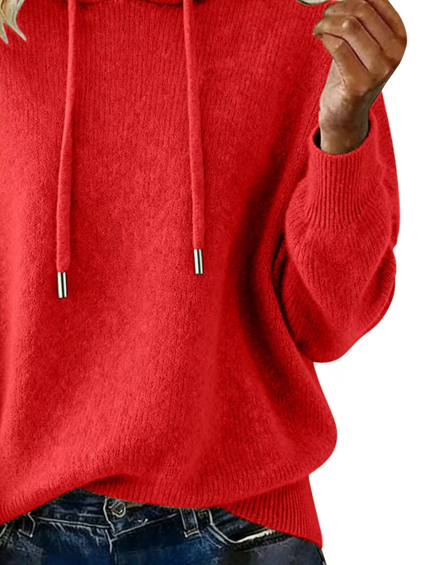 Drawstring Long Sleeve Hooded Sweater - Image 27