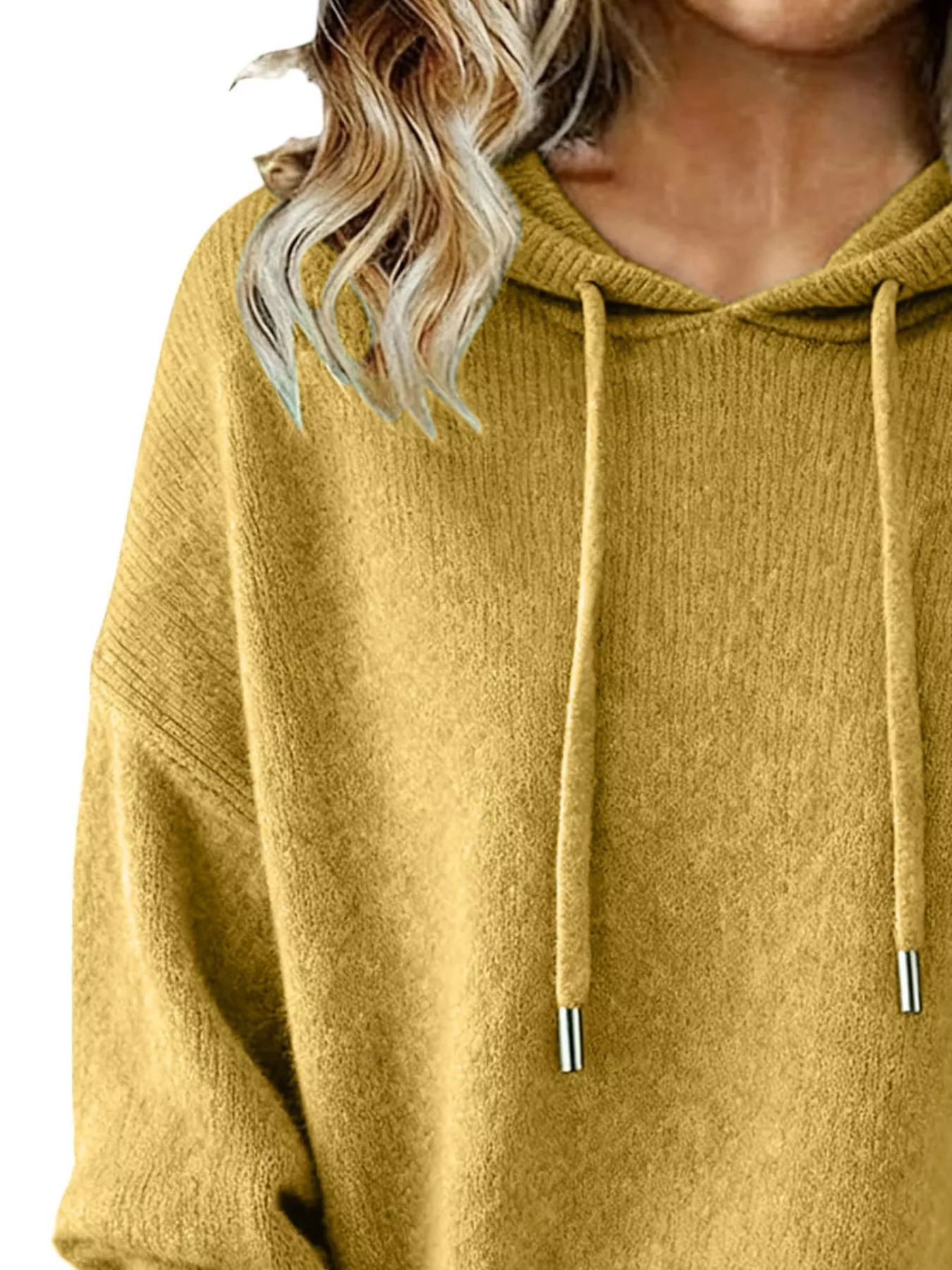 Drawstring Long Sleeve Hooded Sweater - Image 20