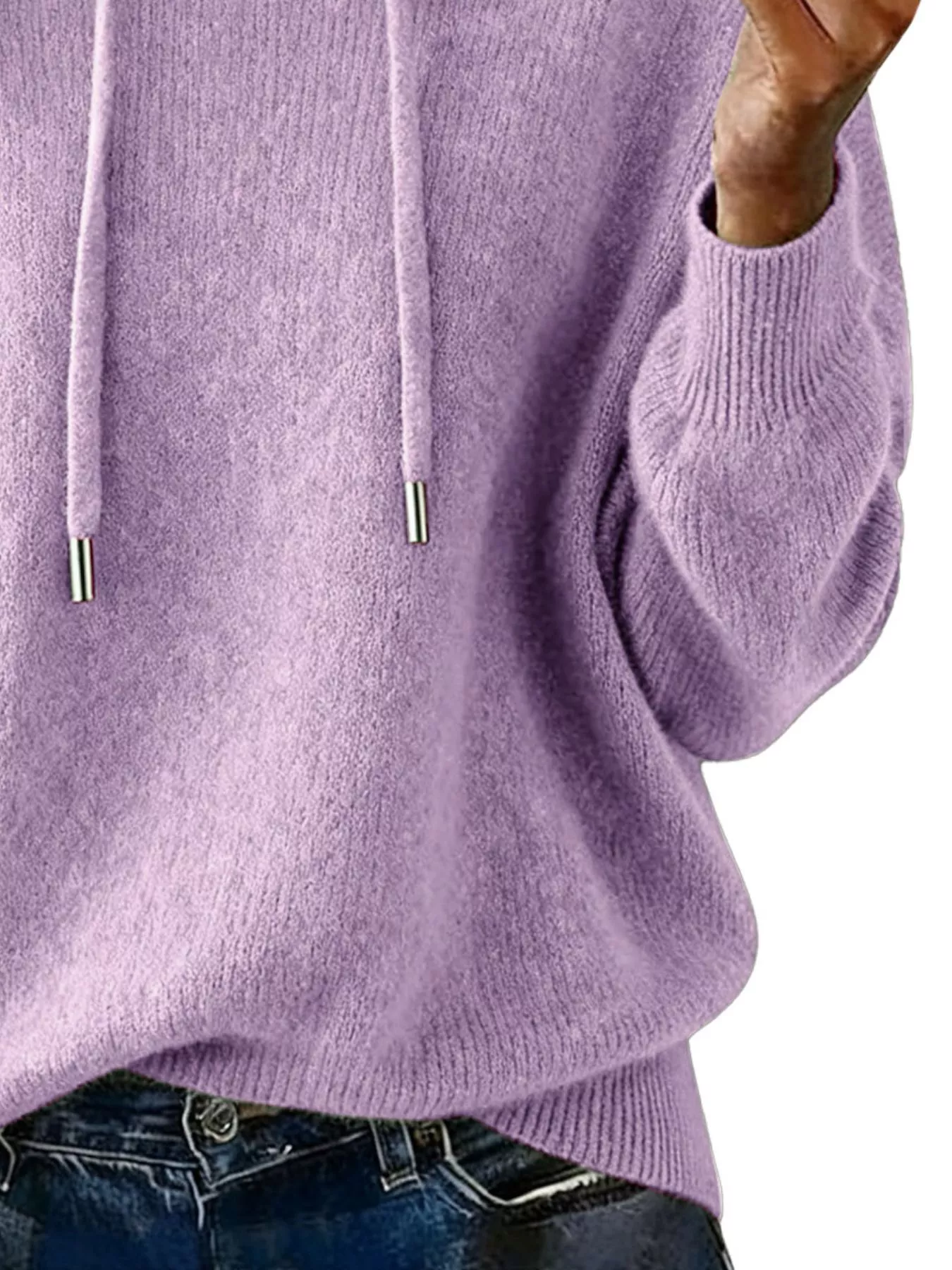 Drawstring Long Sleeve Hooded Sweater - Image 27