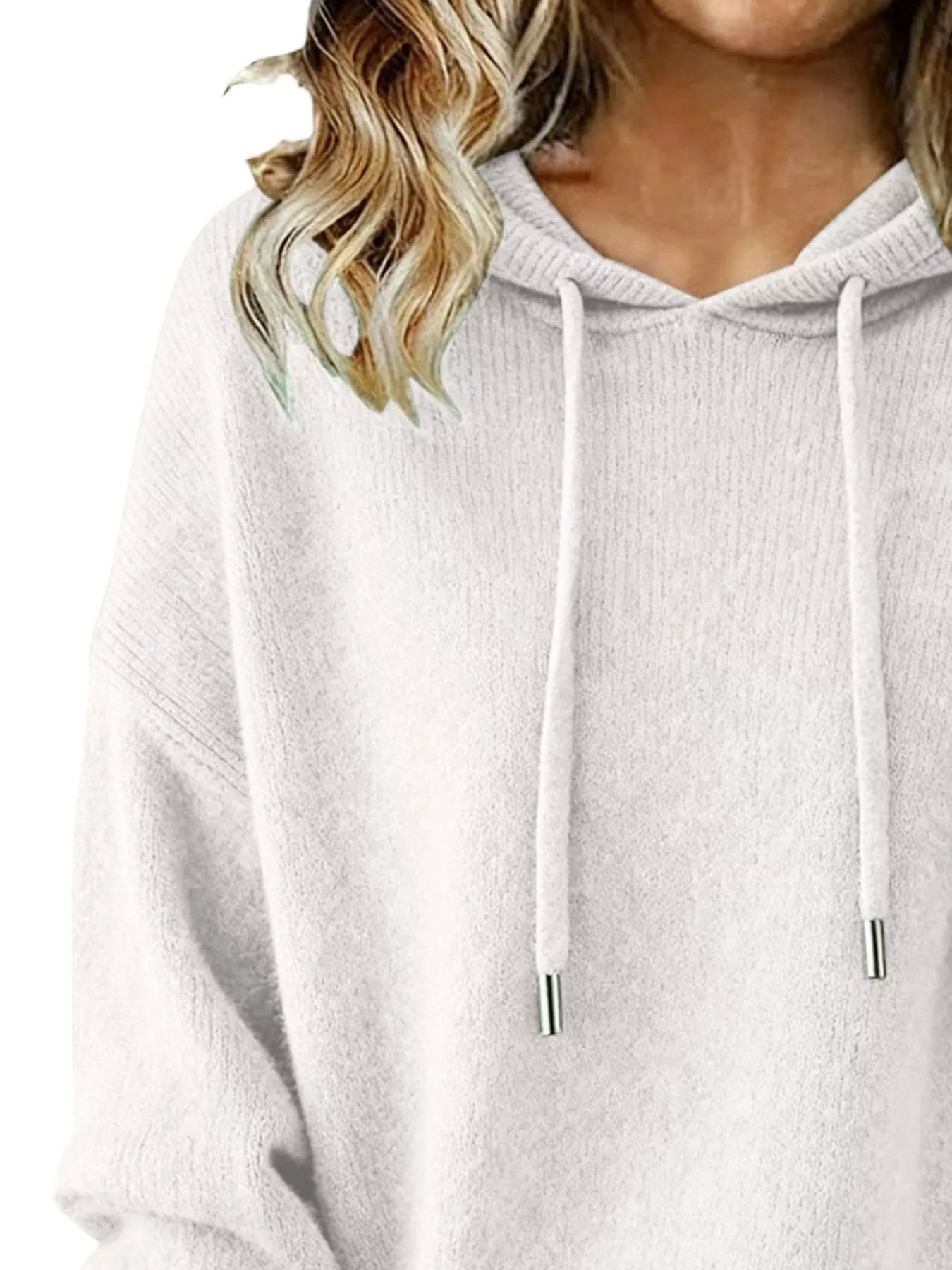 Drawstring Long Sleeve Hooded Sweater - Image 8