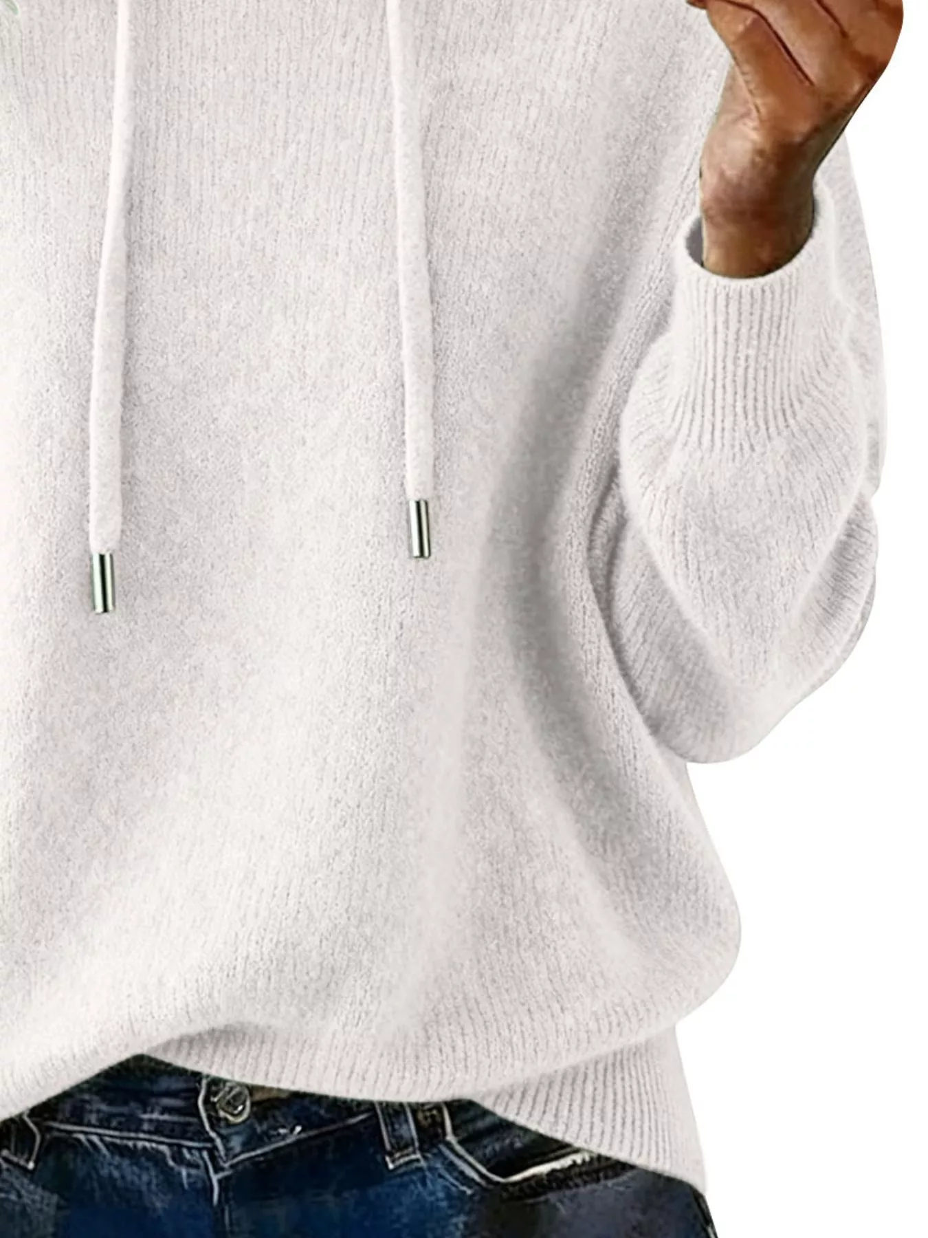 Drawstring Long Sleeve Hooded Sweater - Image 9