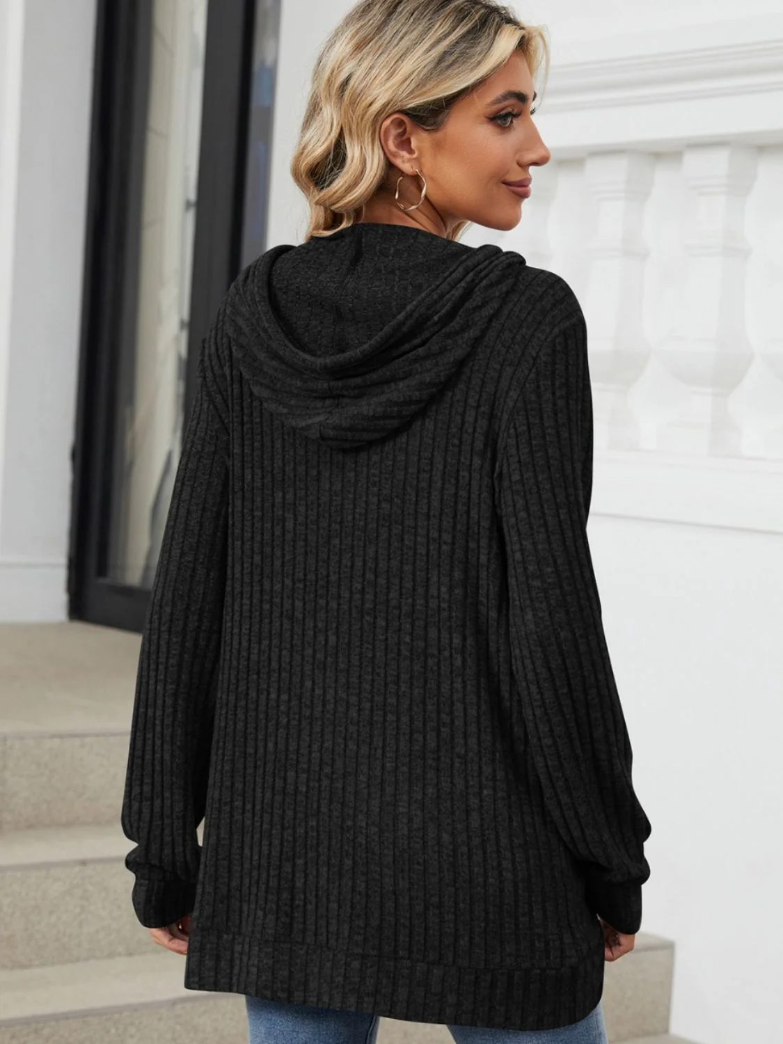 Drawstring Long Sleeve Hoodie - Image 10