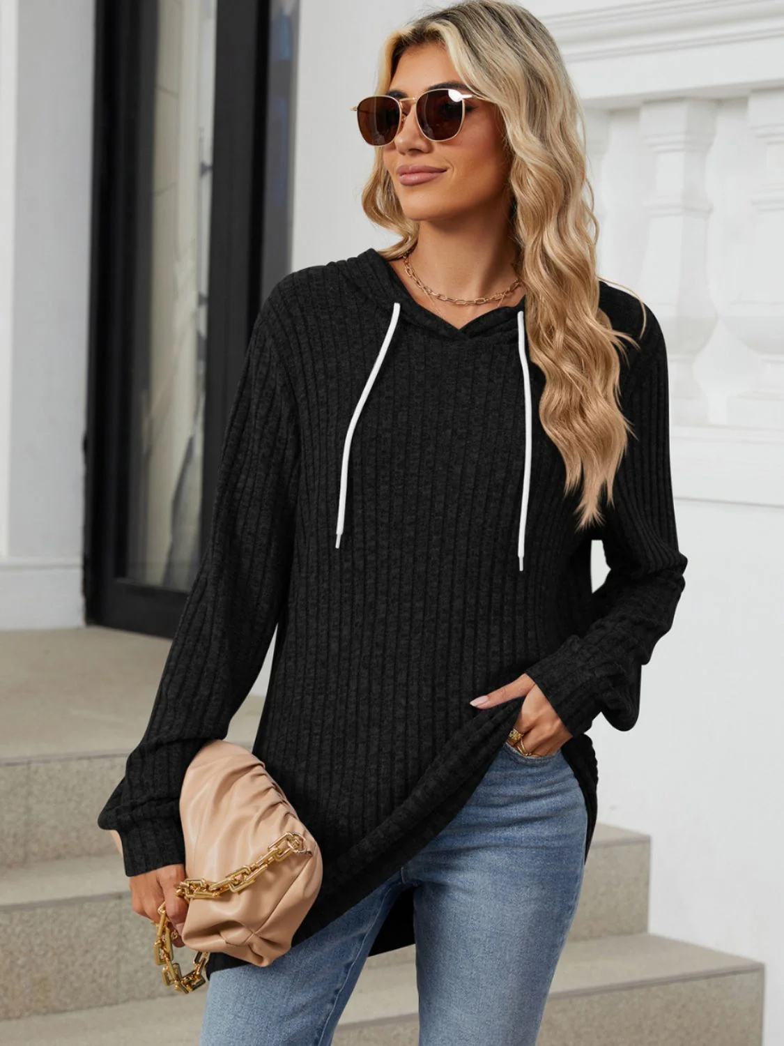 Drawstring Long Sleeve Hoodie - Image 12