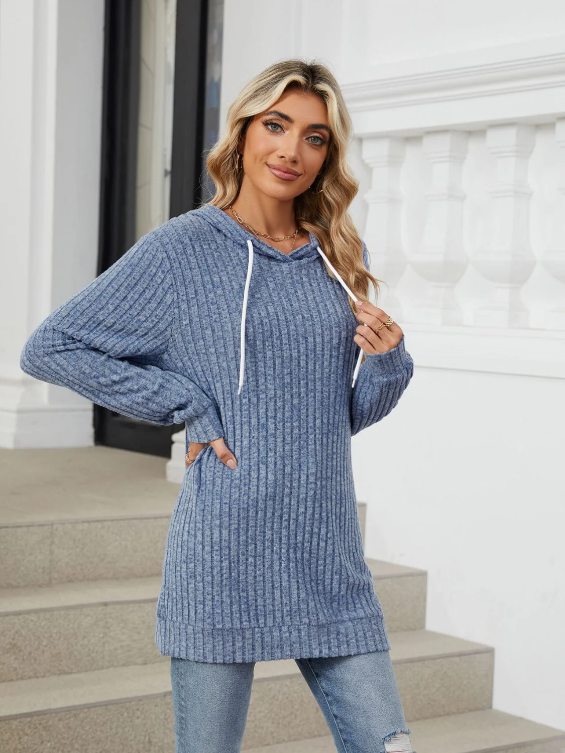 Drawstring Long Sleeve Hoodie - Image 15