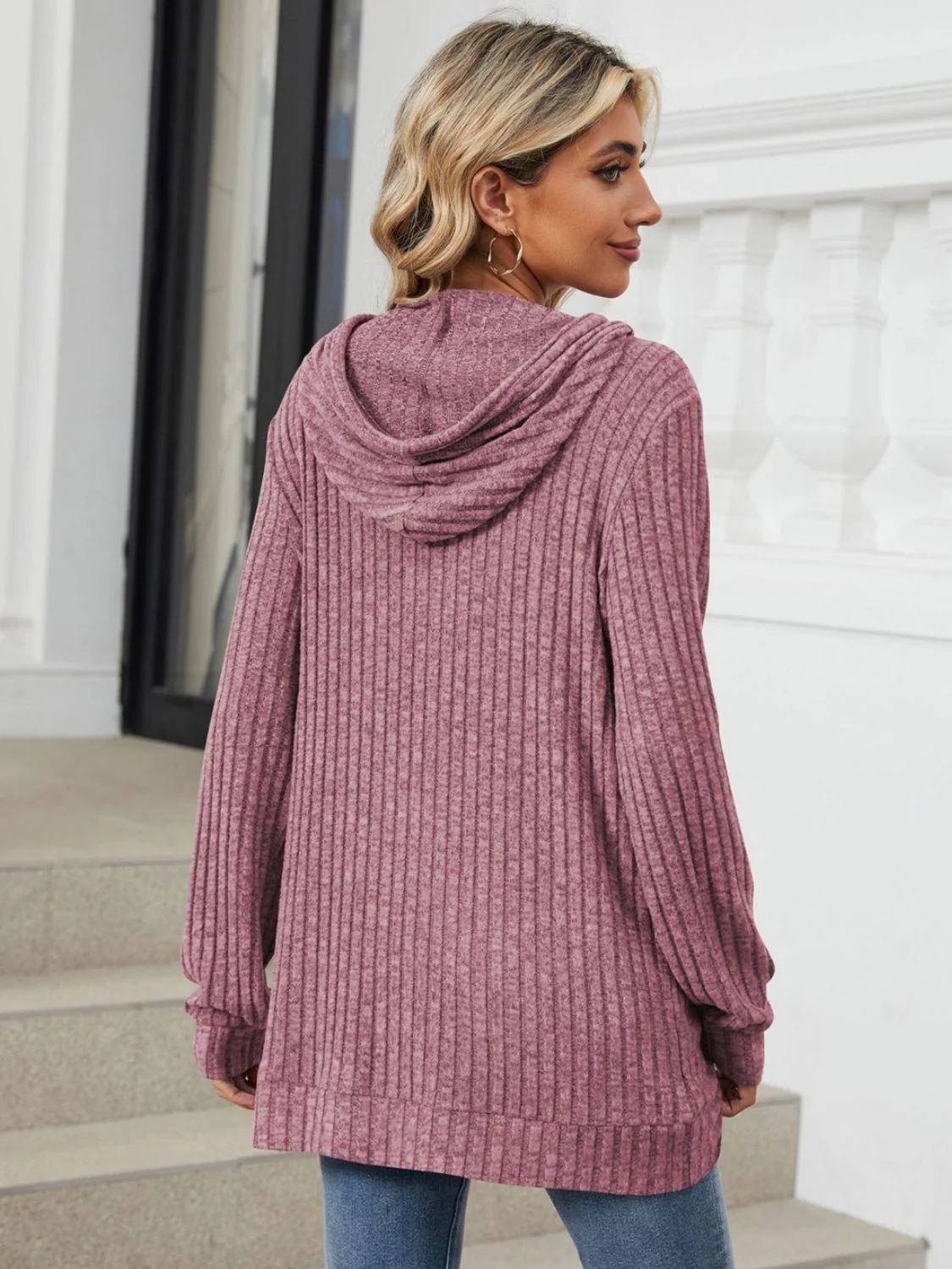 Drawstring Long Sleeve Hoodie - Image 2