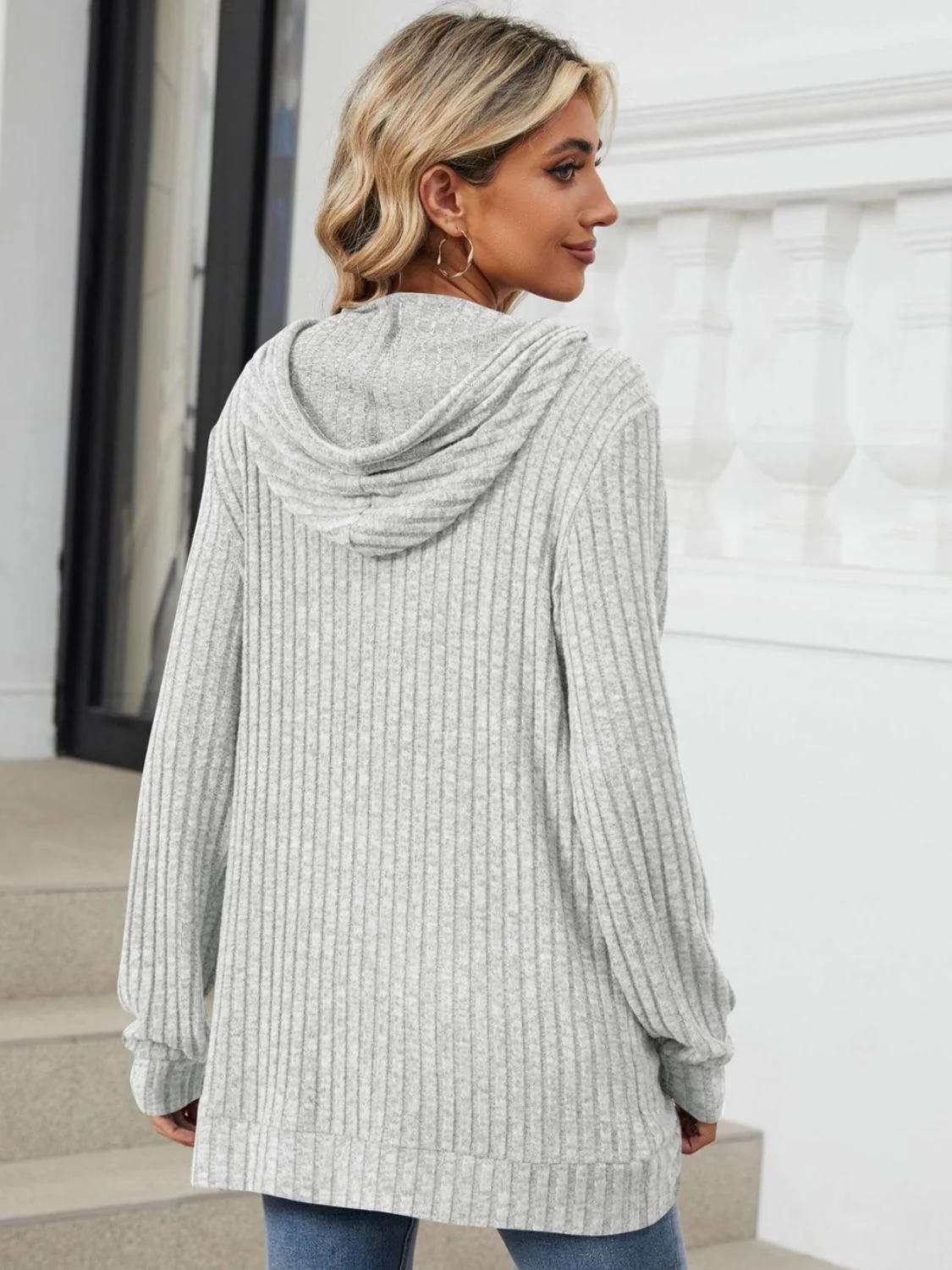 Drawstring Long Sleeve Hoodie - Image 6