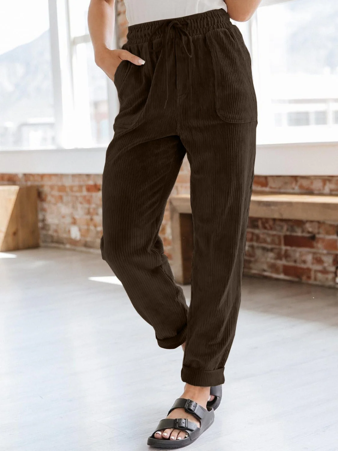 Drawstring Pants with Pockets - Image 10