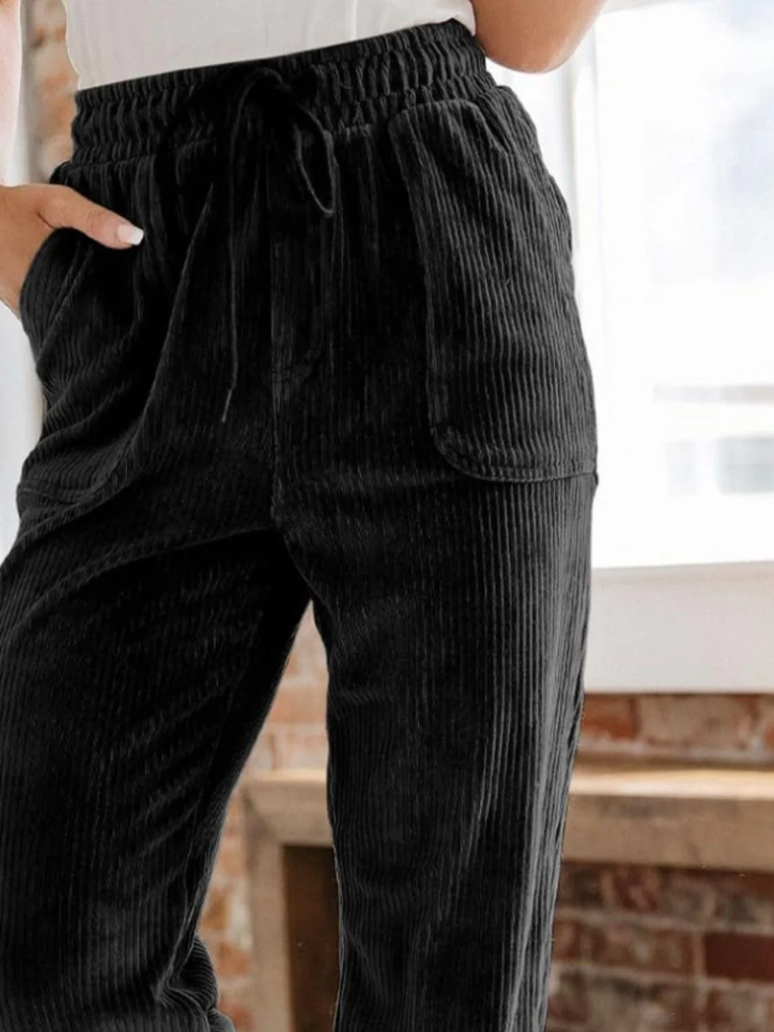 Drawstring Pants with Pockets - Image 6