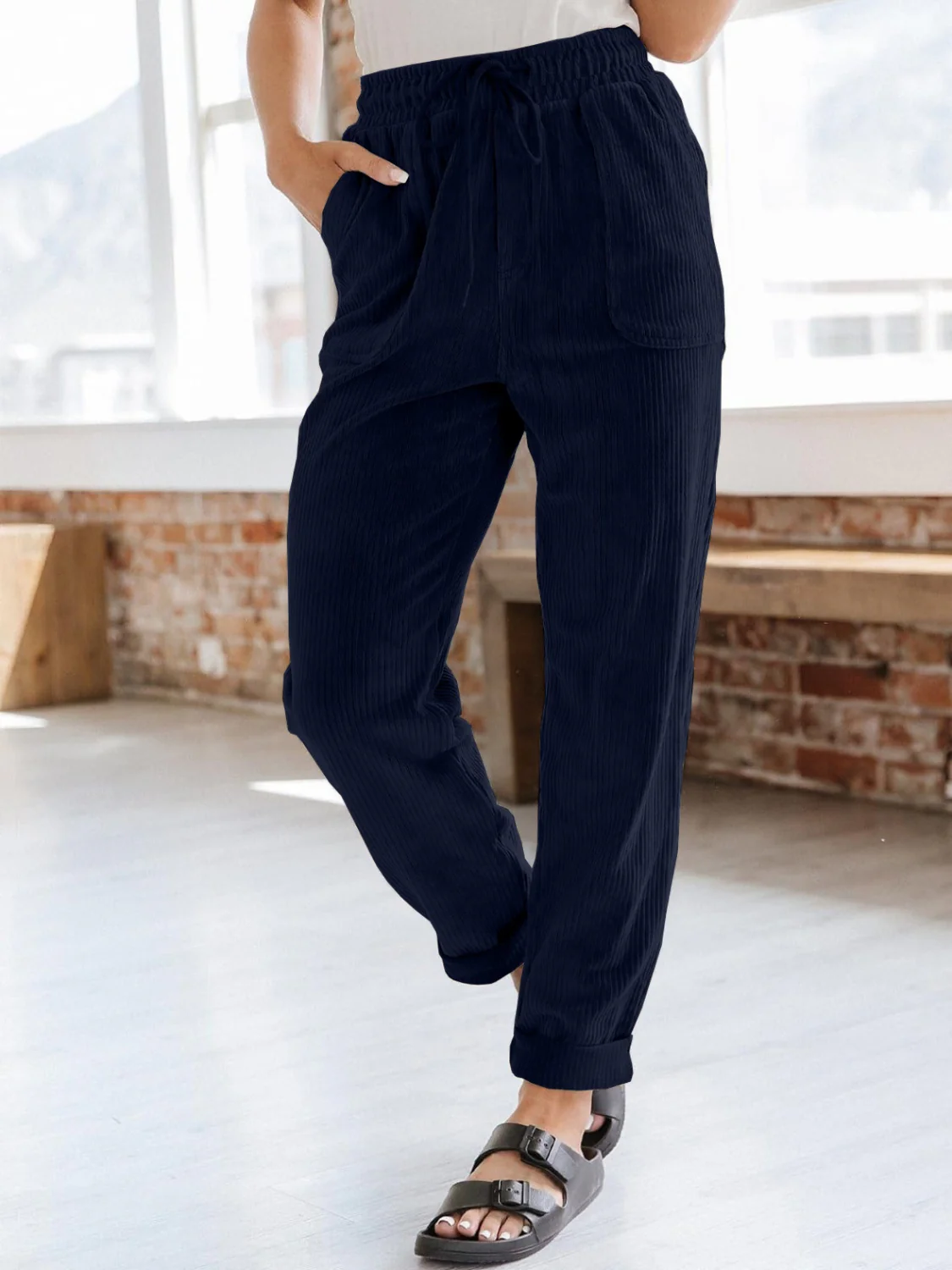 Drawstring Pants with Pockets - Image 7