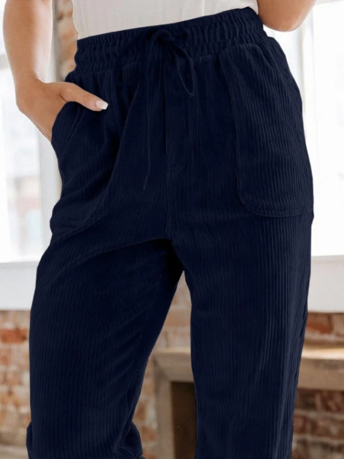 Drawstring Pants with Pockets - Image 9