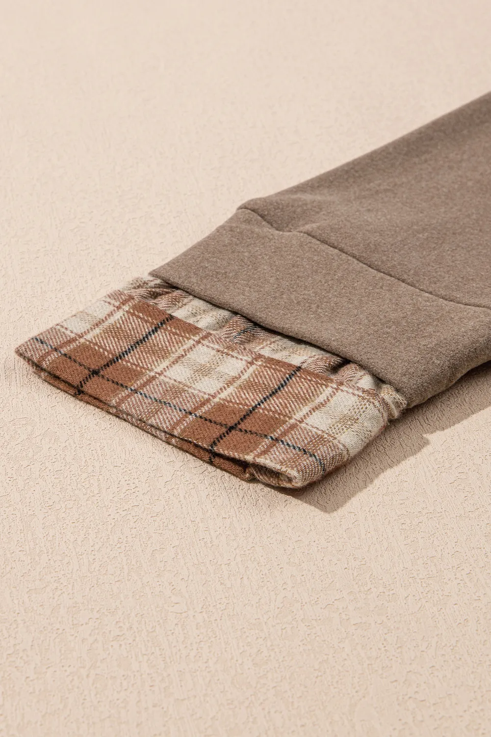 Drawstring Plaid Turtleneck Long Sleeve Top - Image 9