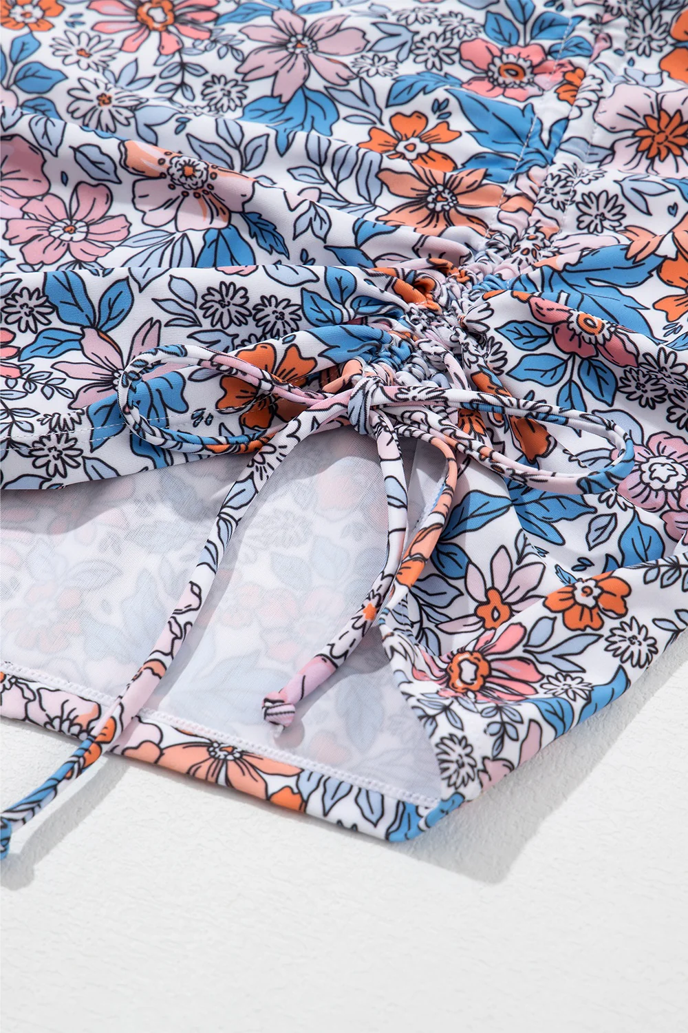 Drawstring Printed Wide Strap Swim Dress - Image 6