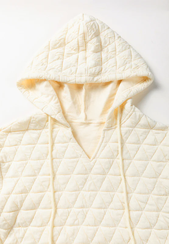 Drawstring Quilted Hooded Top and Shorts Set - Image 6