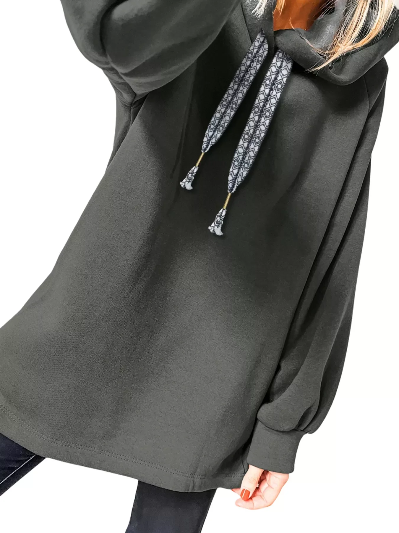 Drawstring Raglan Sleeve Hoodie - Image 2
