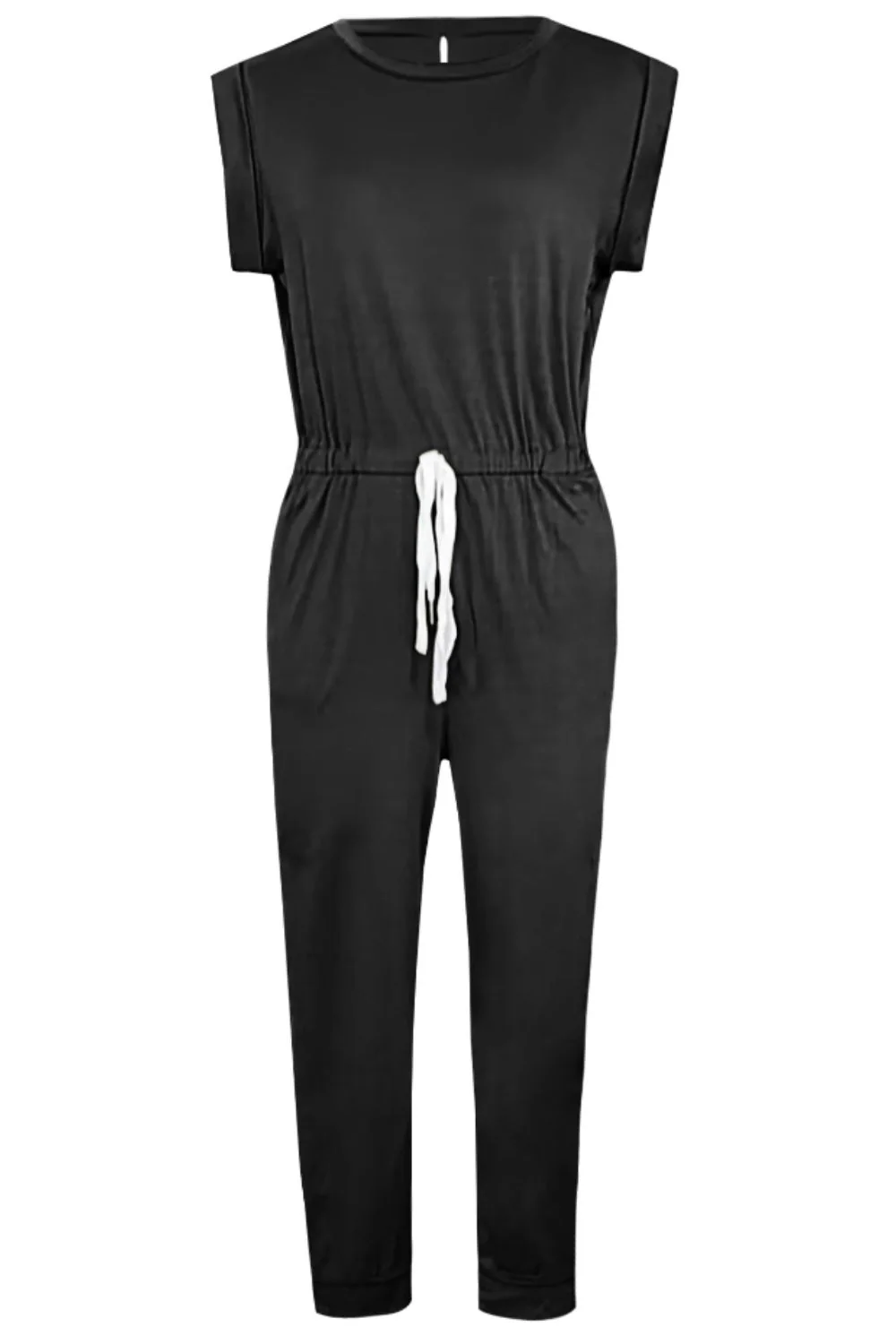 Drawstring Round Neck Sleeveless Jumpsuit - Image 2