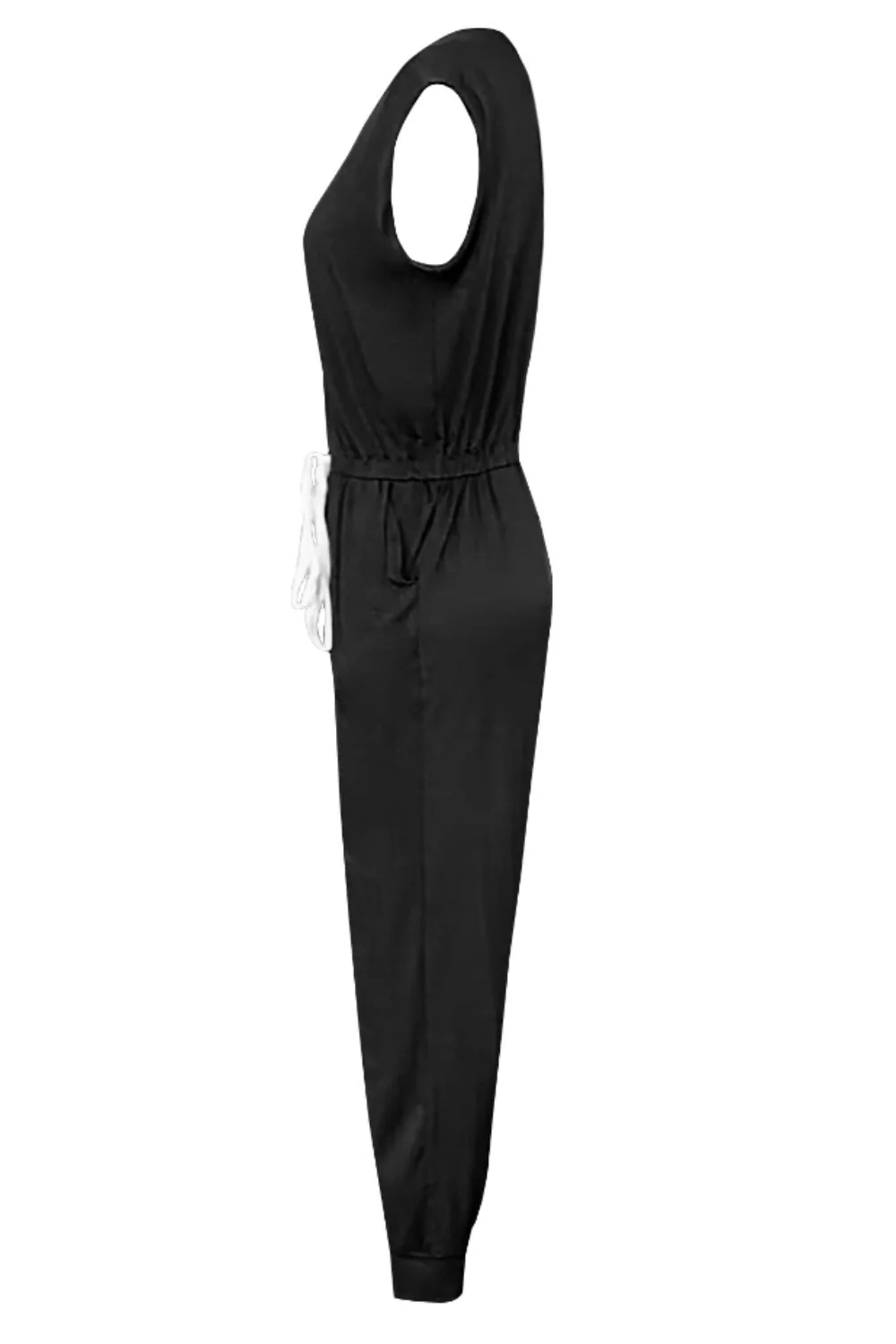 Drawstring Round Neck Sleeveless Jumpsuit - Image 4