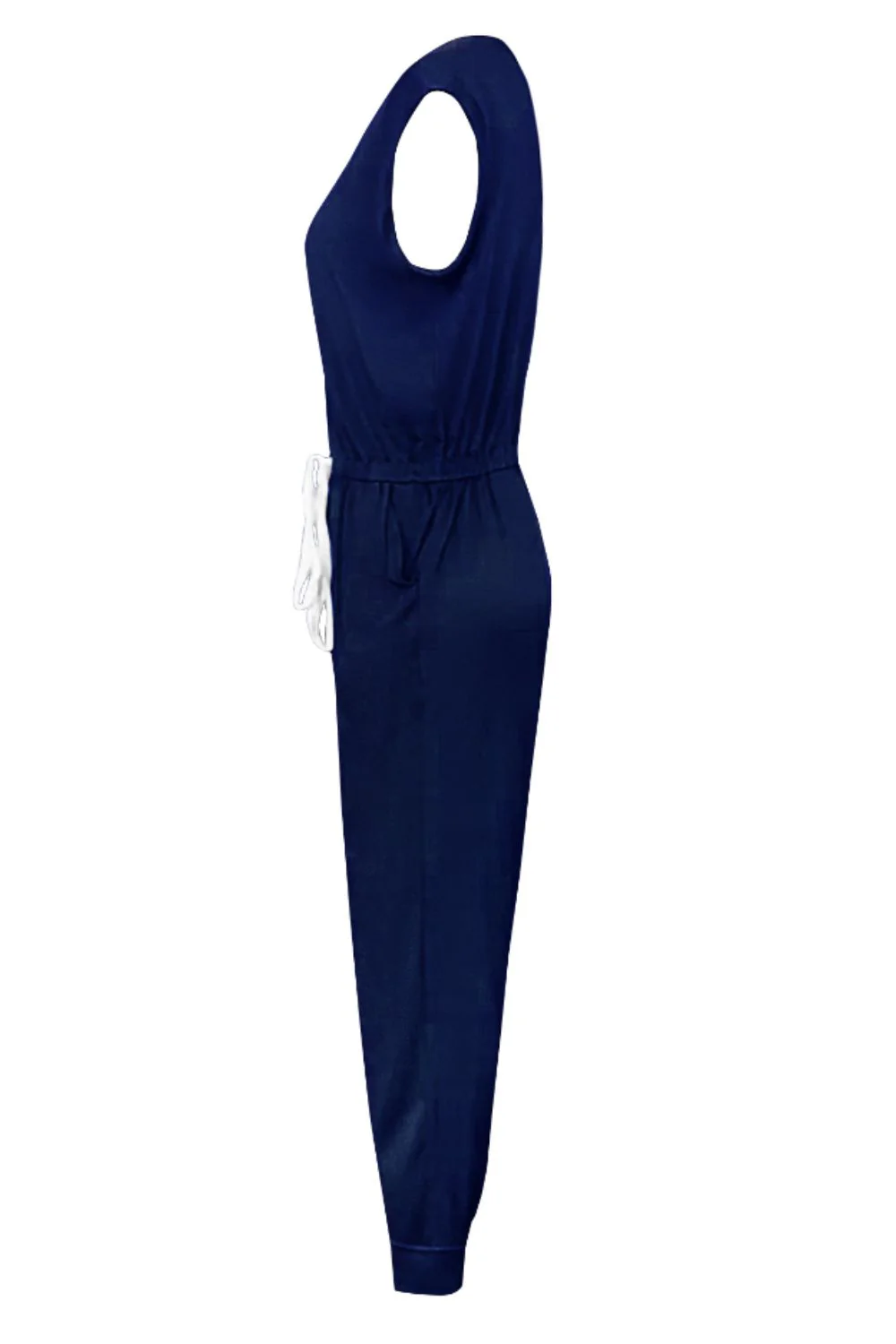 Drawstring Round Neck Sleeveless Jumpsuit - Image 6