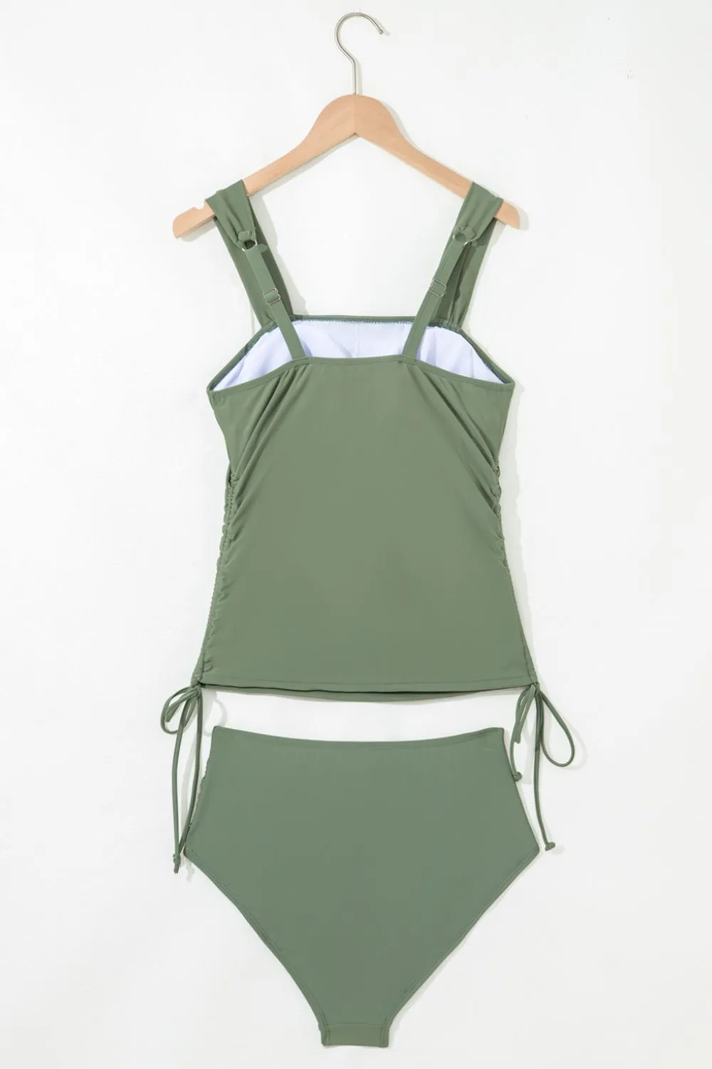 Drawstring Ruched Wide Straps Tankini Set - Image 12